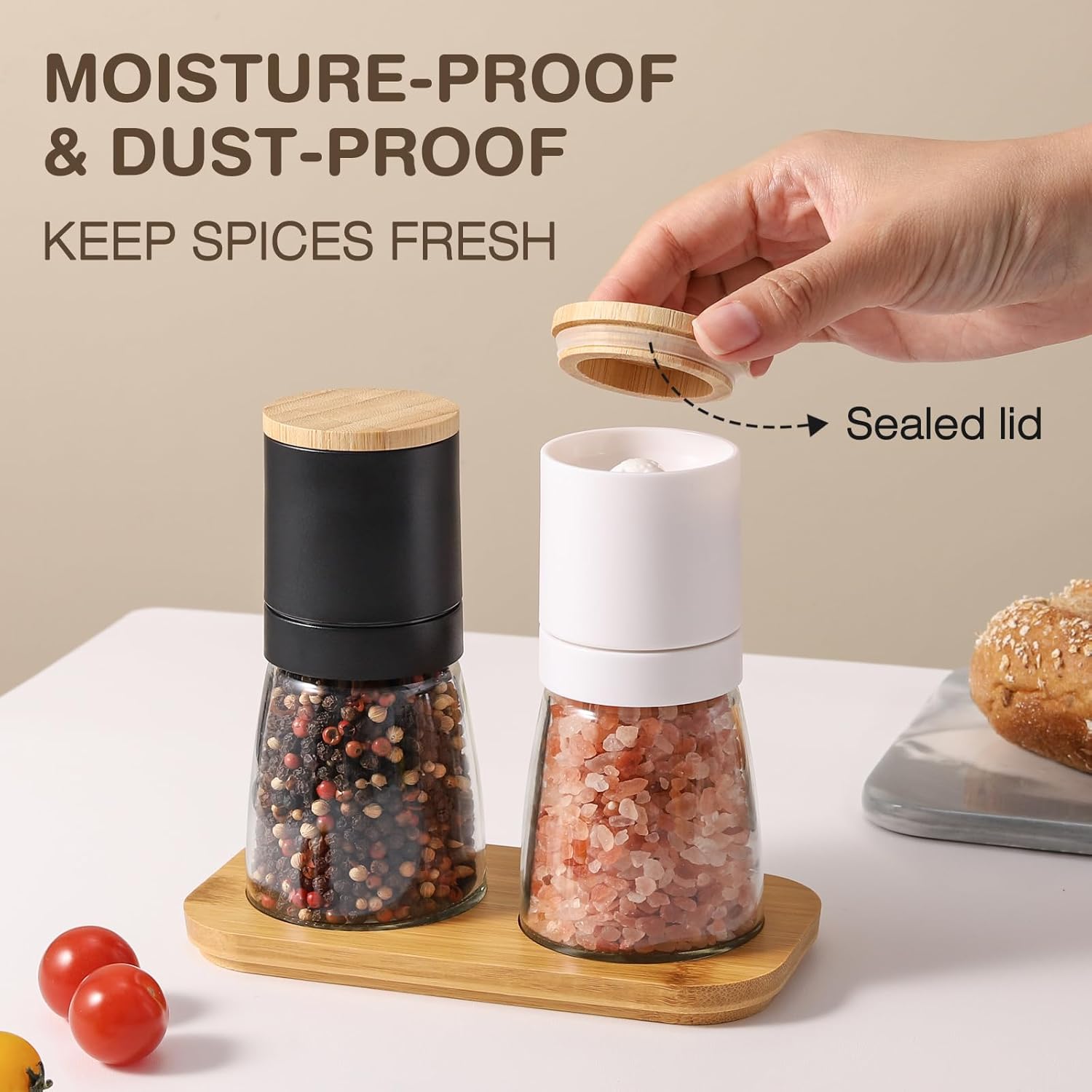 VUCCHINI STEMLESS Salt Pepper Grinder Set