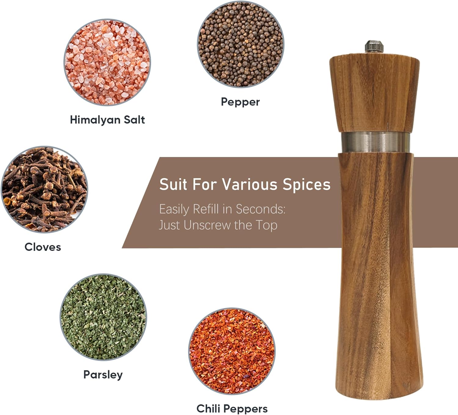 Premium Wooden Salt and Pepper Grinder Set