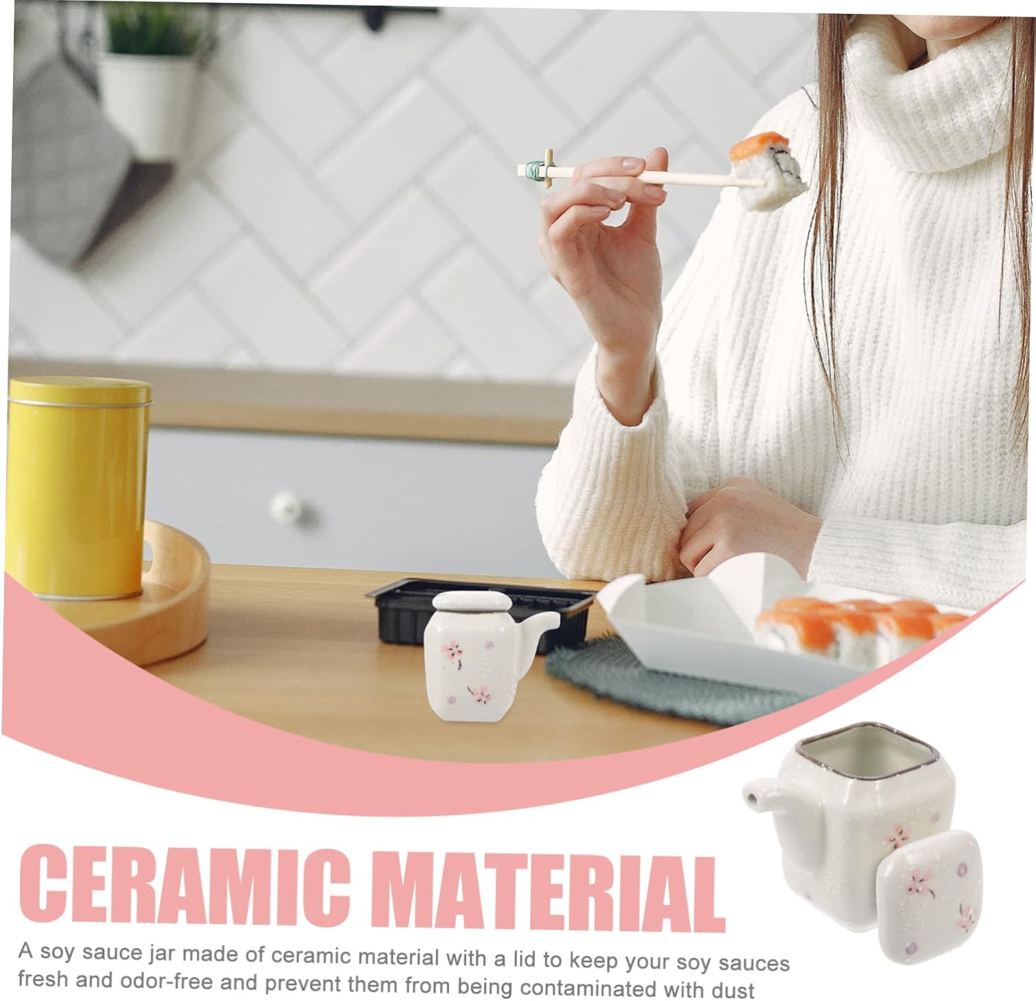 Zerodeko Ceramic Hand-Painted Soy Sauce Pot
