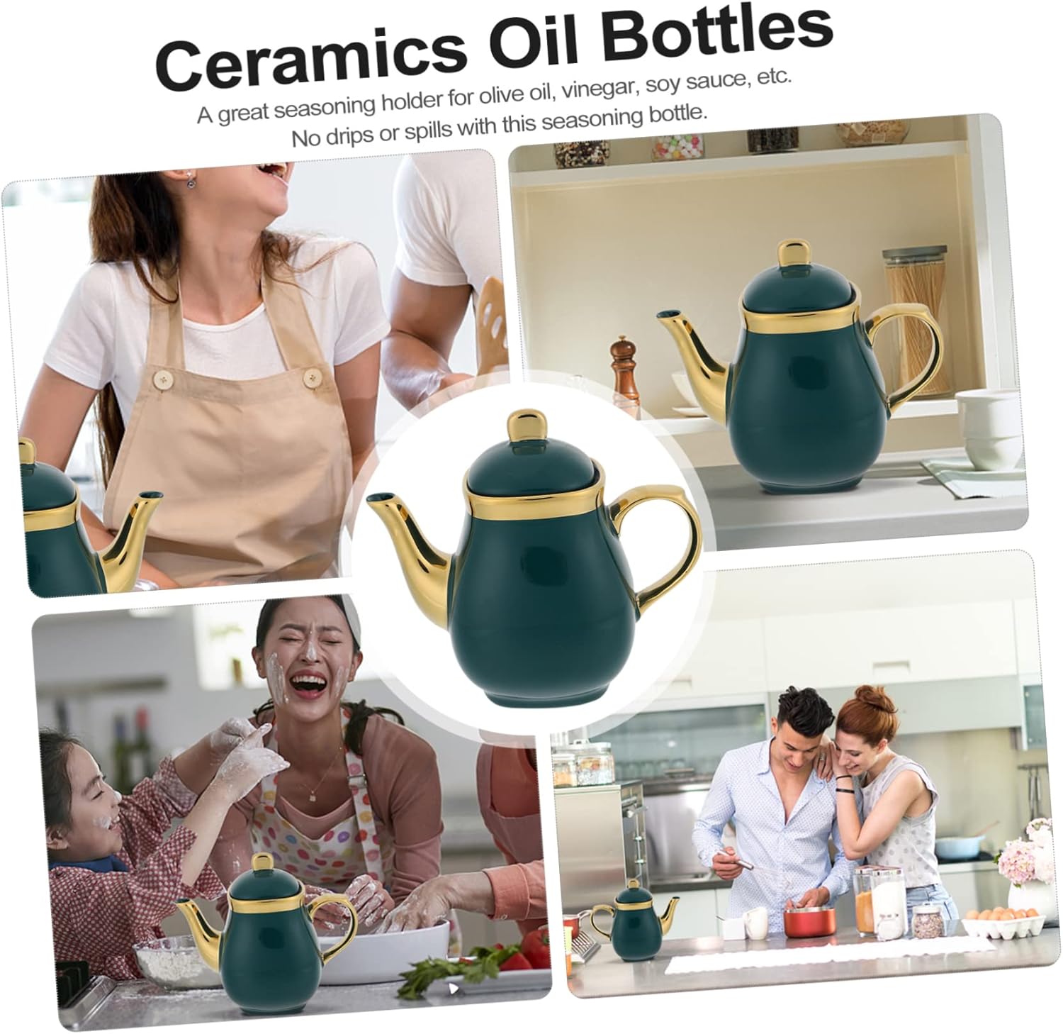 Zerodeko - Handmade Ceramic Oil Vinegar Bottles Fresh Condiments Easy to Clean Present