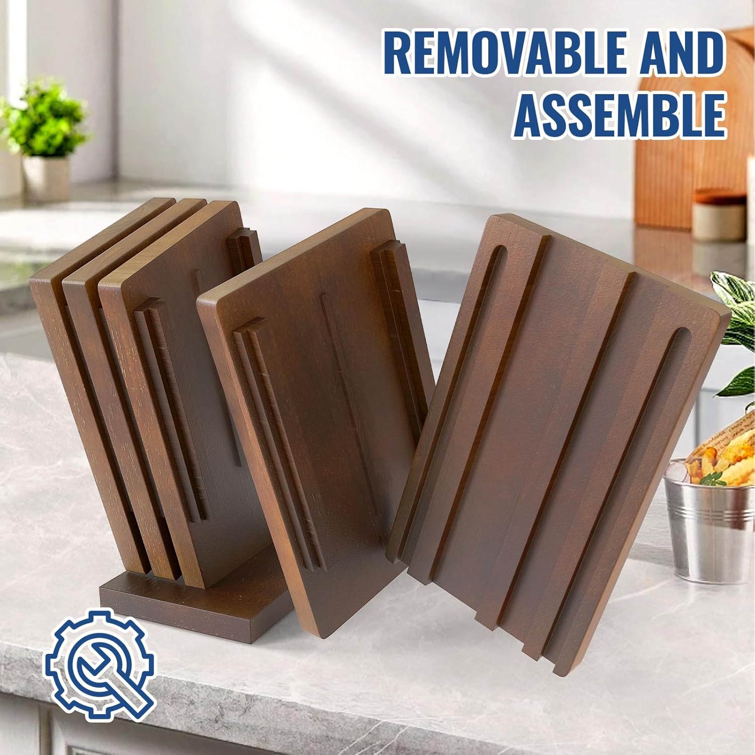 Diagsh Ergonomic Solid-Wood Knife Block for Chefs - Detachable Washable Premium Quality