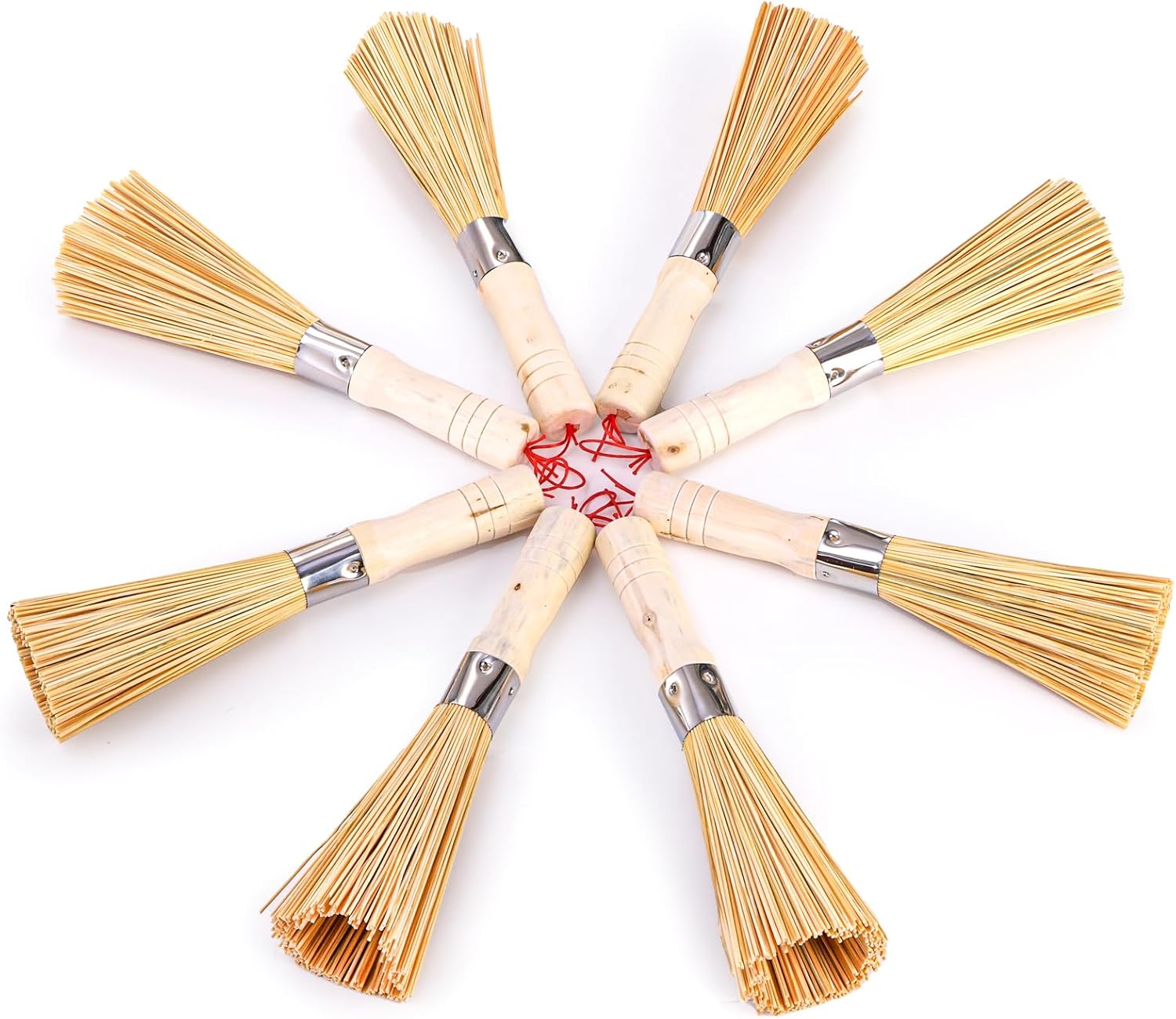 Elsjoy 8 Pack Bamboo Wok Brush