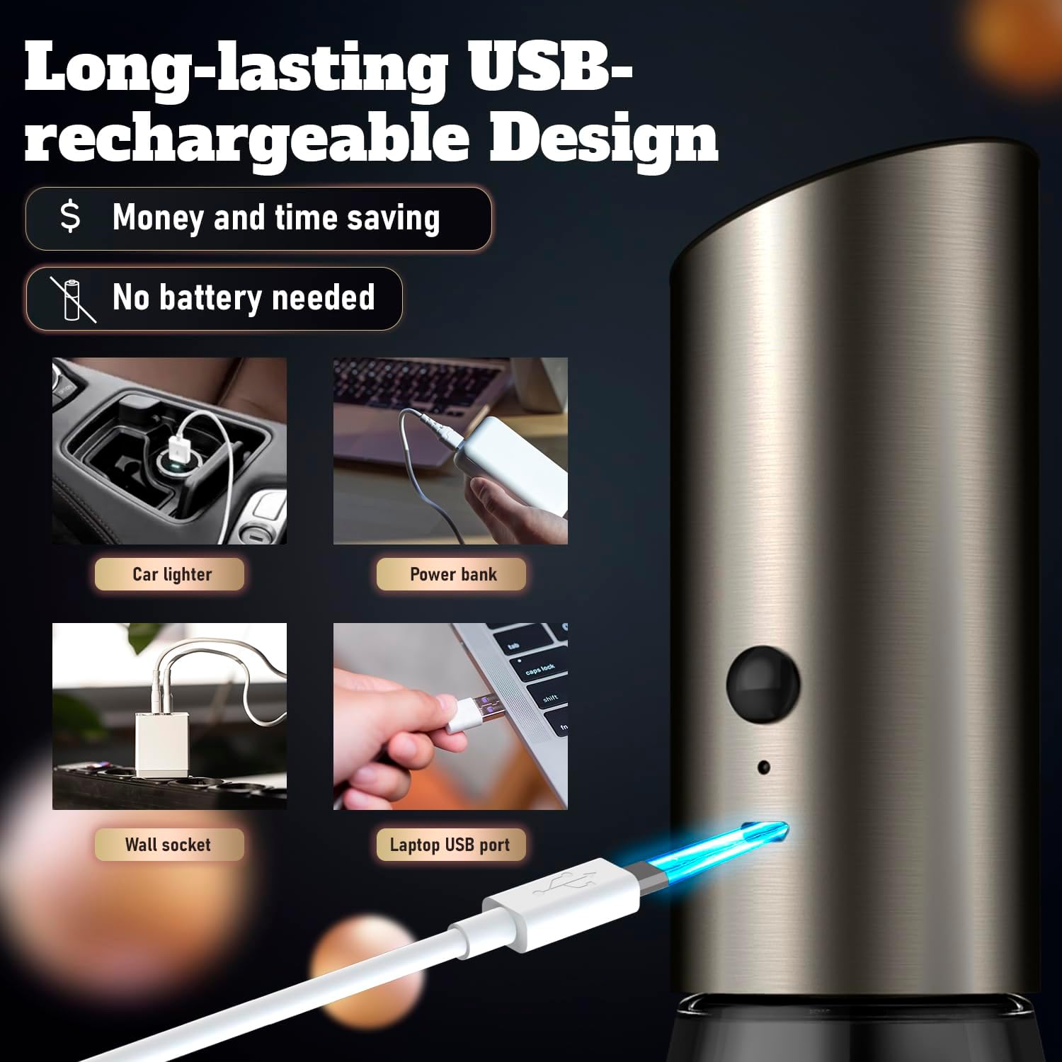 HotFrost Electric Salt and Pepper Grinder Set with Adjustable Coarseness
