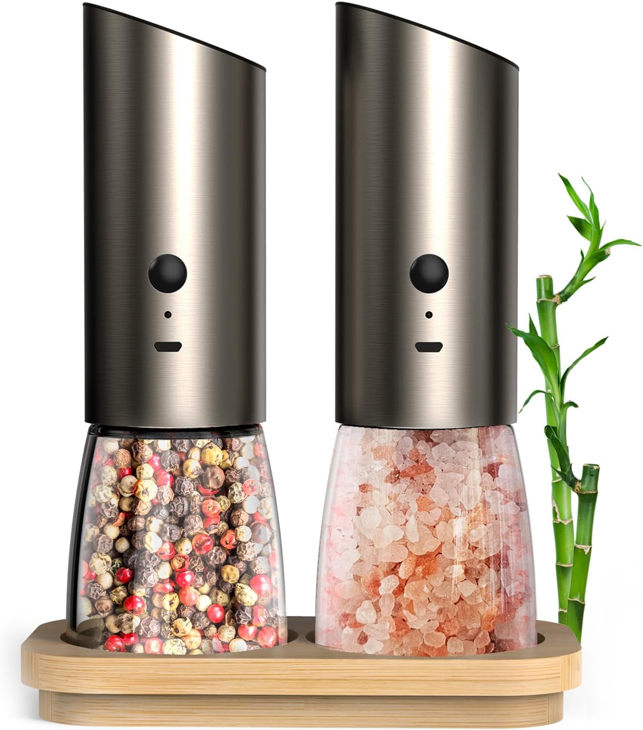 HotFrost Electric Salt and Pepper Grinder Set with Adjustable Coarseness