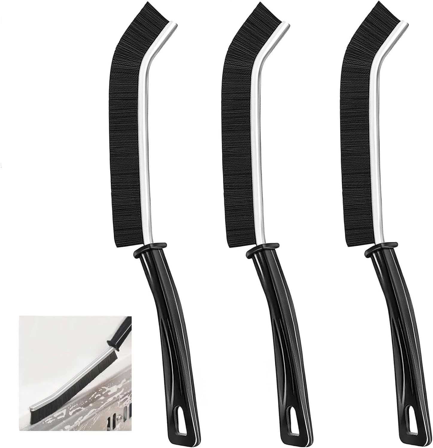 3-Piece Set - Hard Bristle Crevice Cleaning Brush - Premium Quality Multi-Use Design