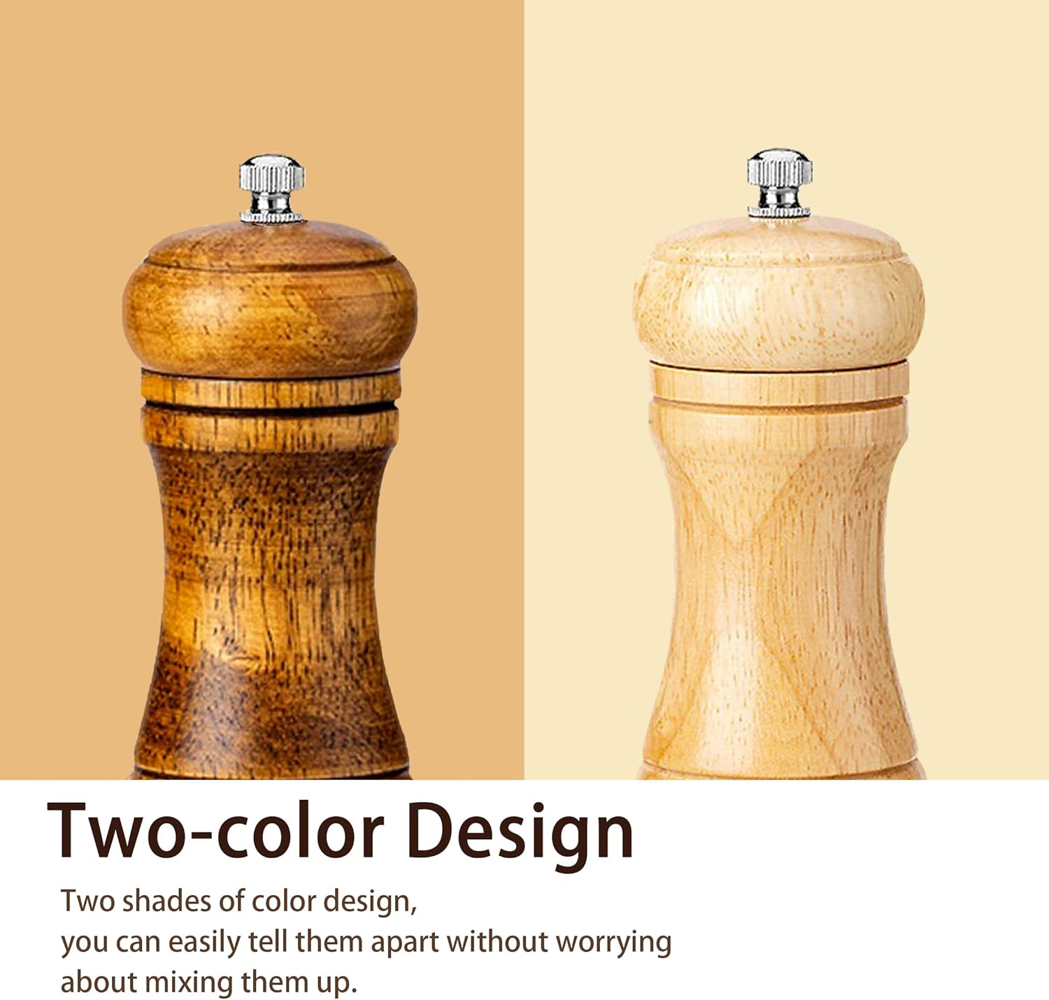 Premium Wooden Salt Pepper Grinder Set with Stainless Steel Core