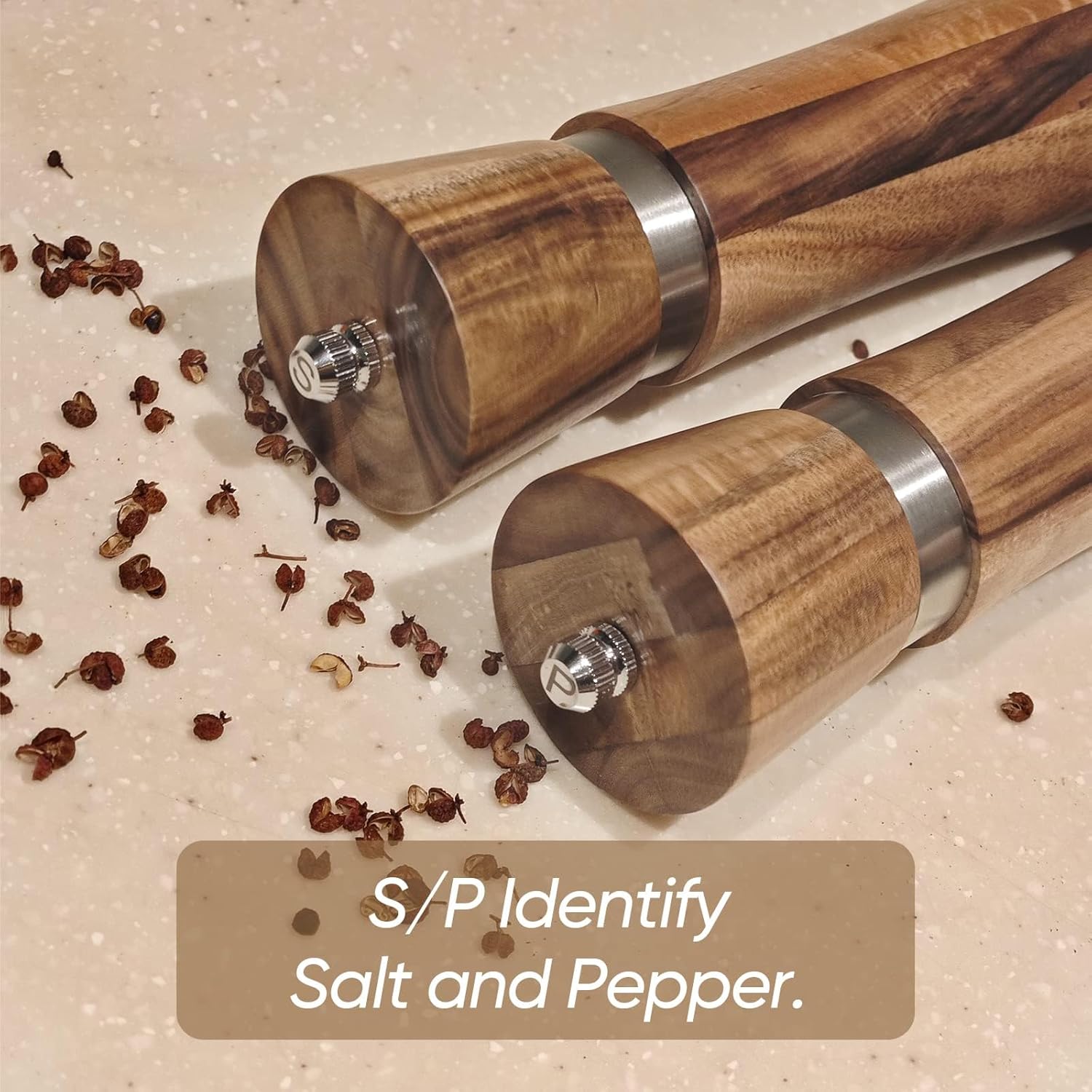 Premium Wooden Salt and Pepper Grinder Set