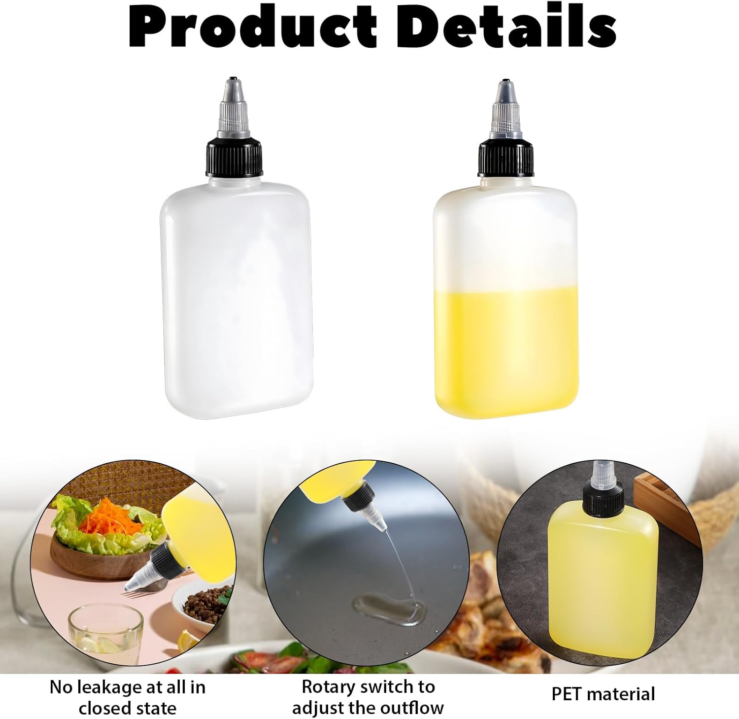 KALIONE Oil Dispenser Bottle for Camping 4oz Squeeze Condiment Bottles