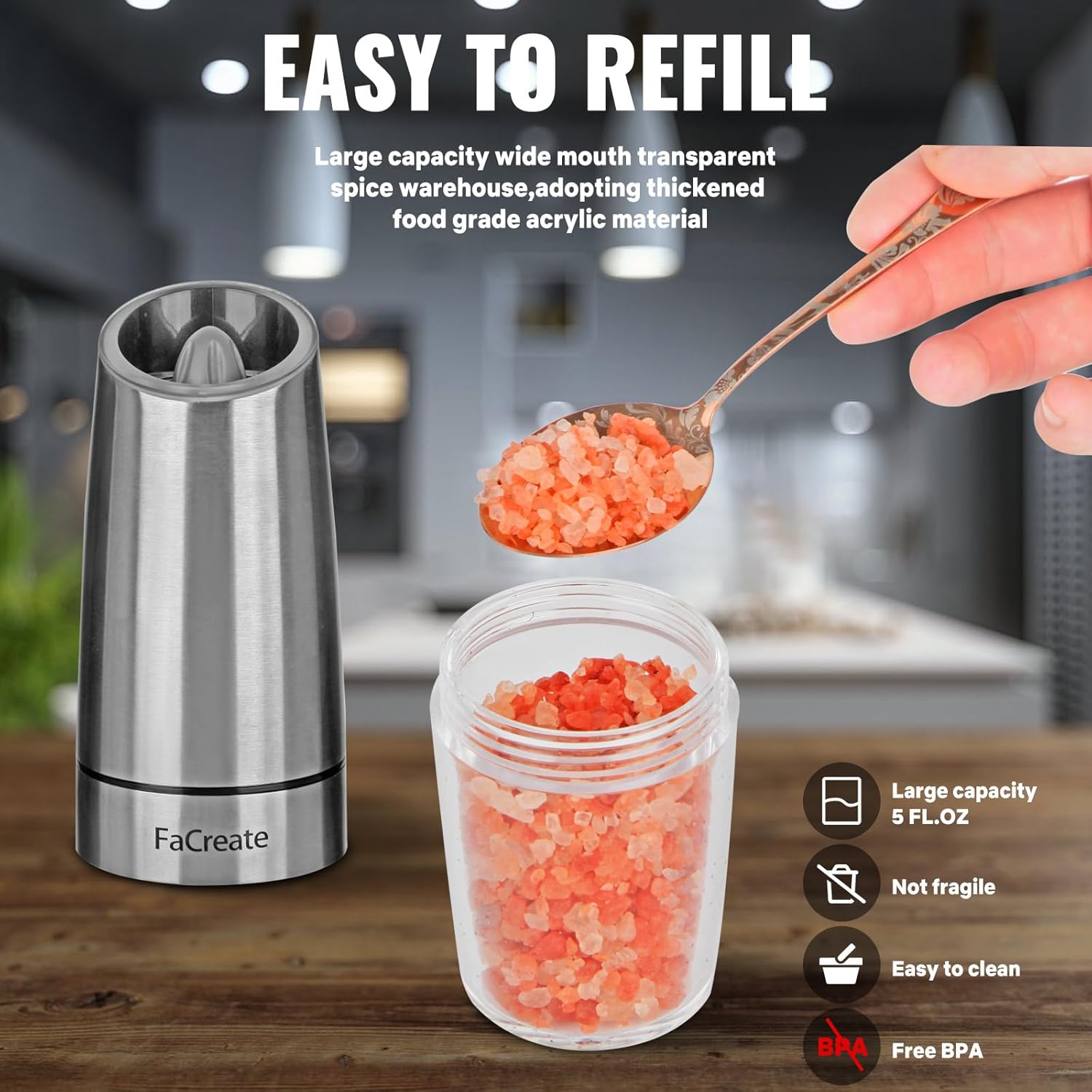 Gravity Electric Salt and Pepper Grinder Set