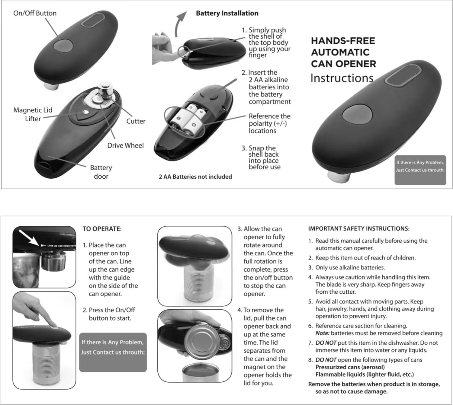 Easy Can Opener One Button Start Hands-Free Powerful Electric Can Opener