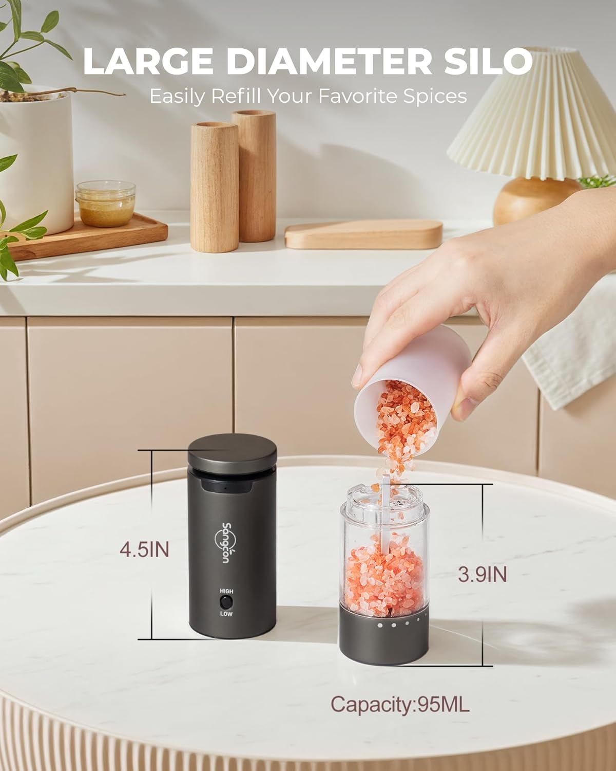 Vivid 2-Speed Electric Salt Pepper Grinder Set