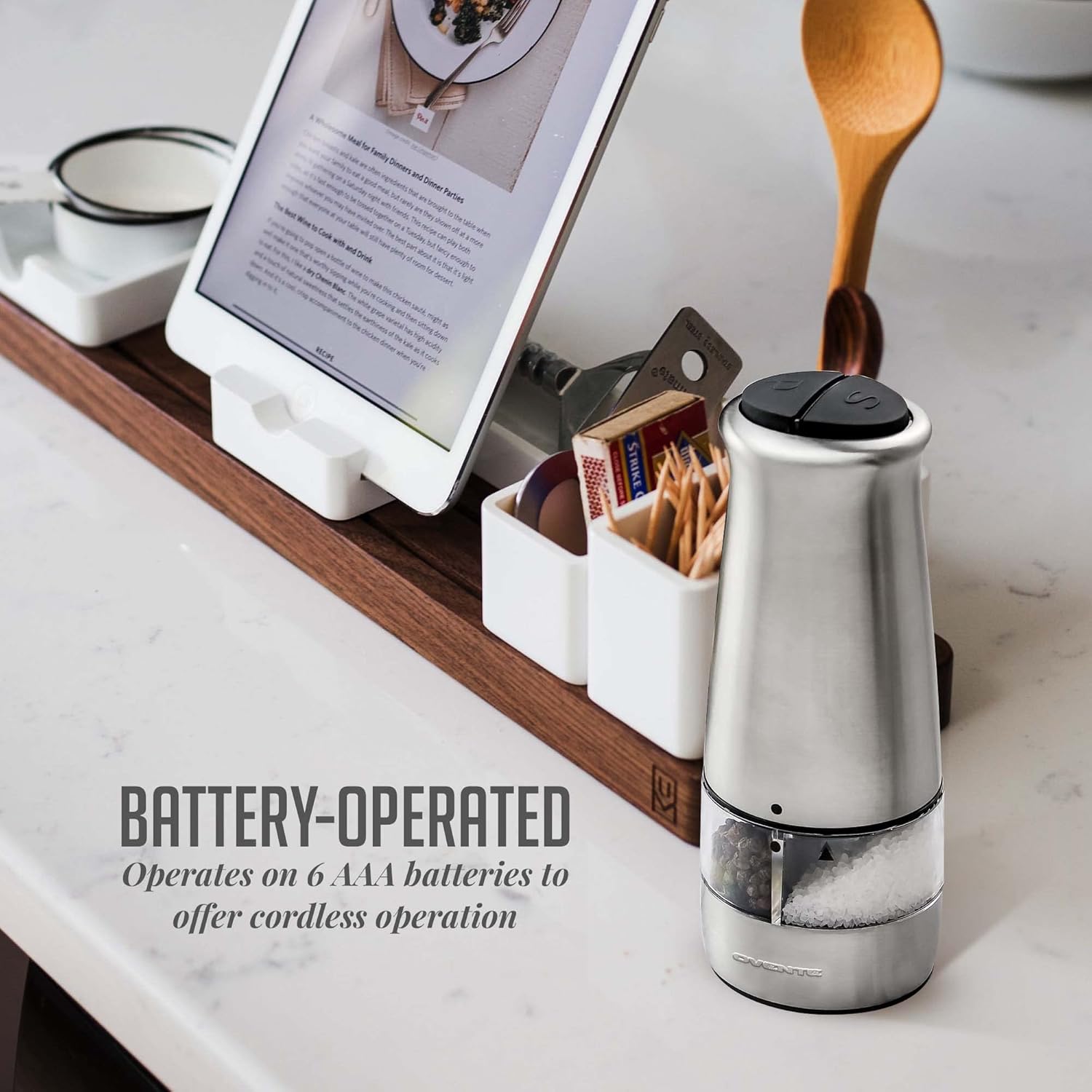 OVENTE 2-in-1 Stainless Steel Sea Salt and Pepper Grinder