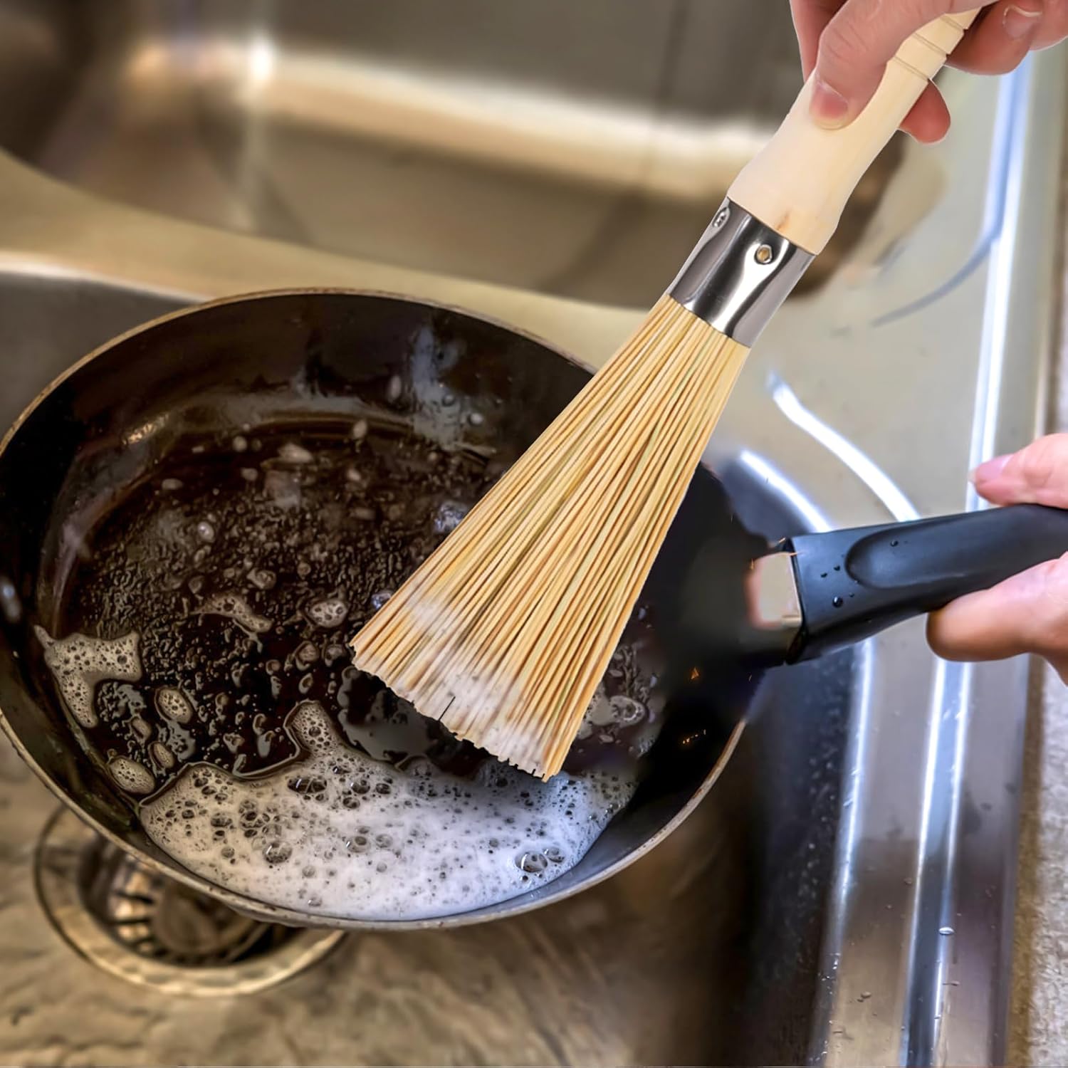 Elsjoy 8 Pack Bamboo Wok Brush
