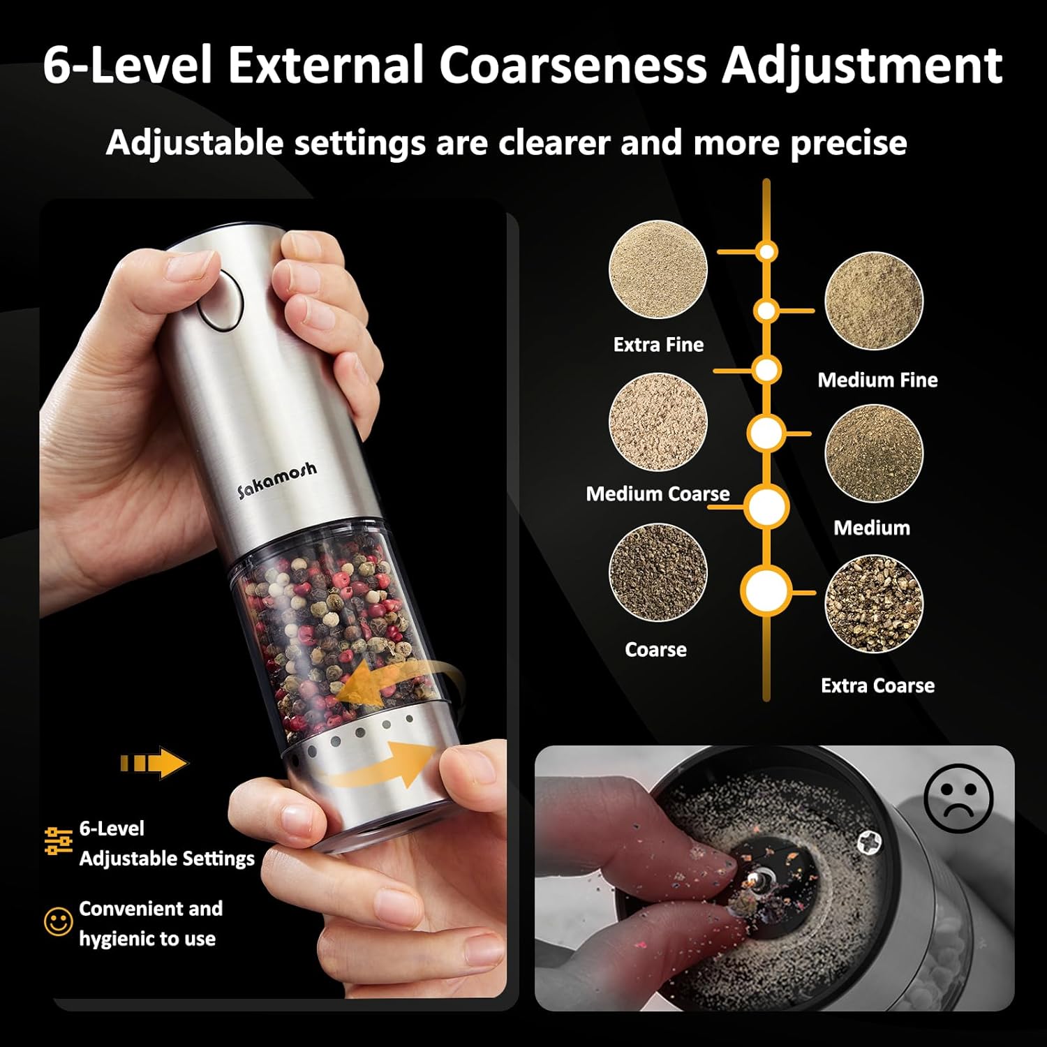 Stylish Electric Salt and Pepper Grinder Set with LED Light - 2-Pack
