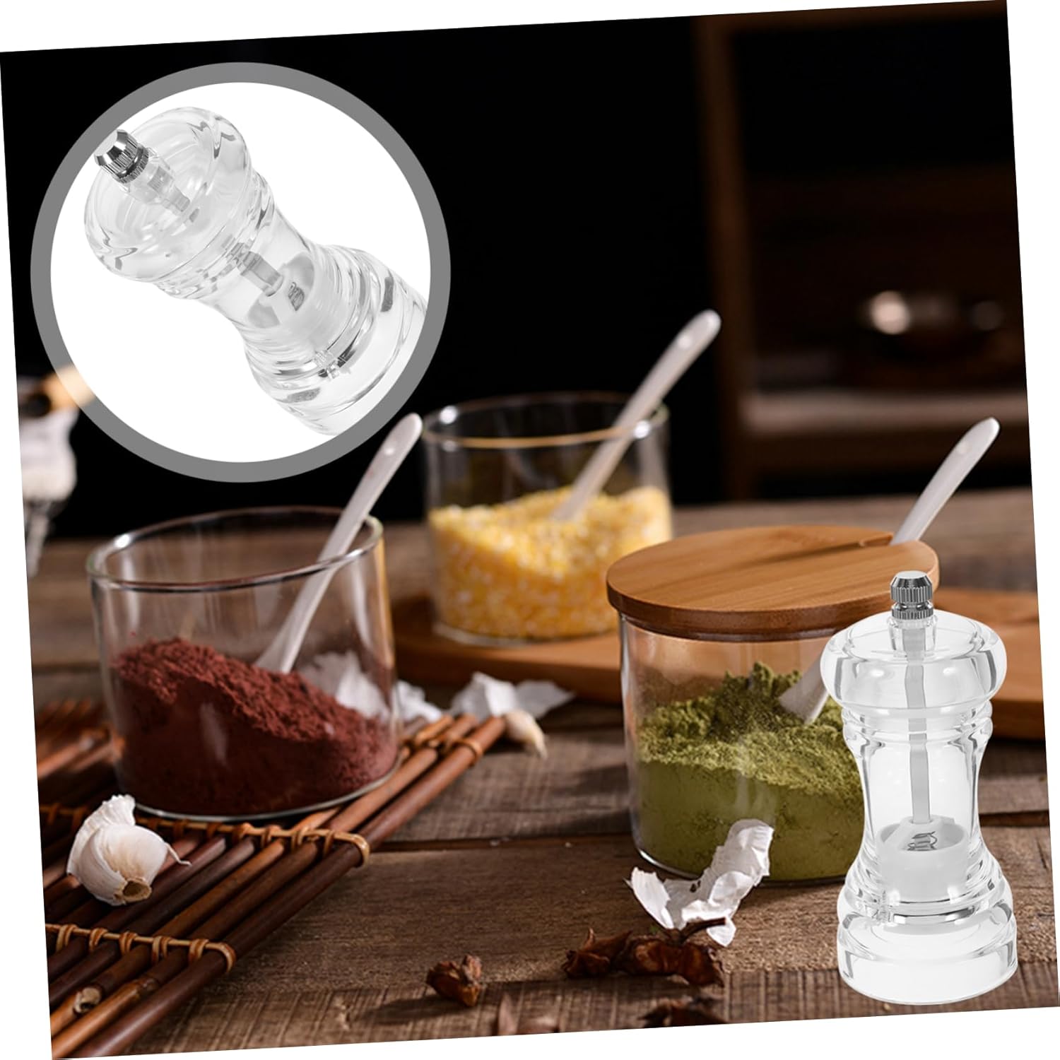 Acrylic Condiment Bottle Pepper Mill Shaker Salt Pepper Mill Set