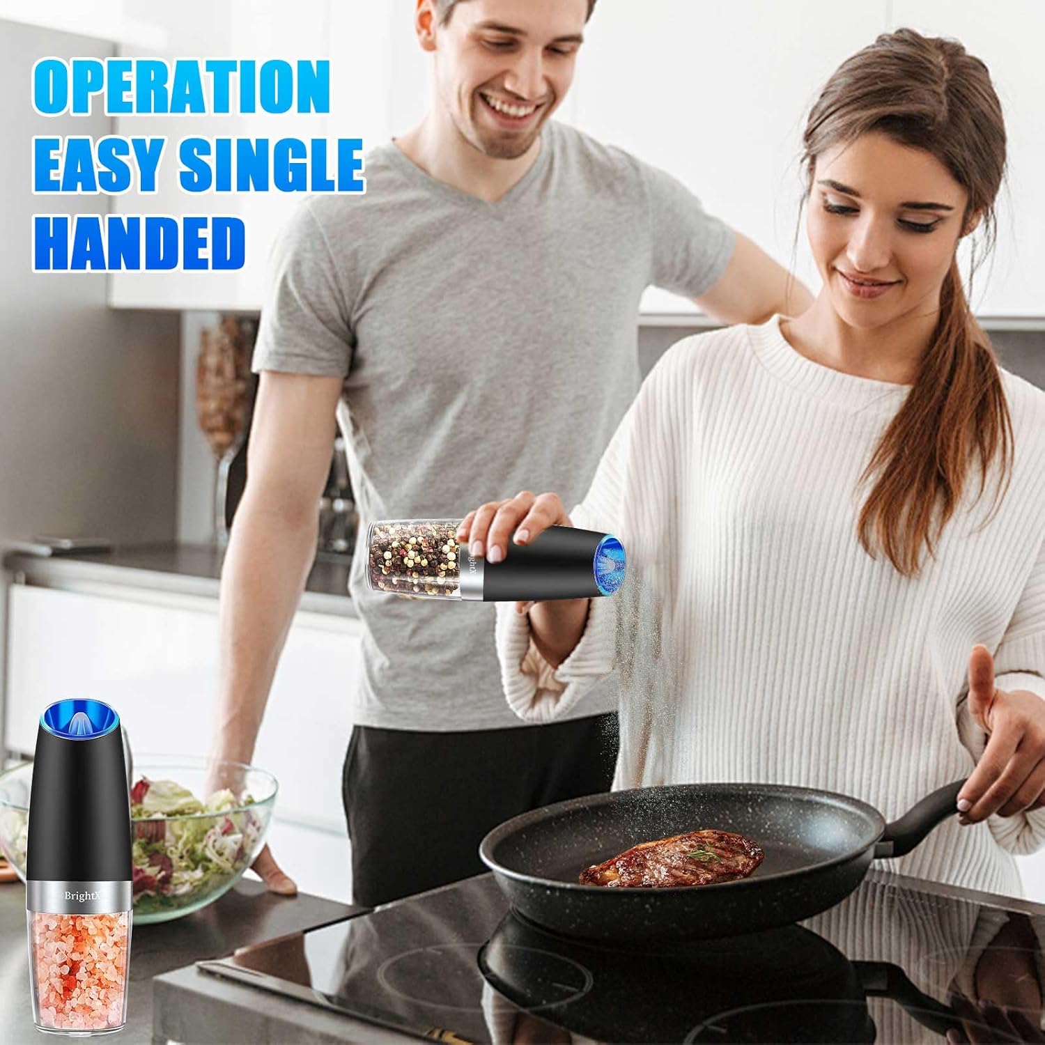 BrightX Electric Salt and Pepper Grinder Set