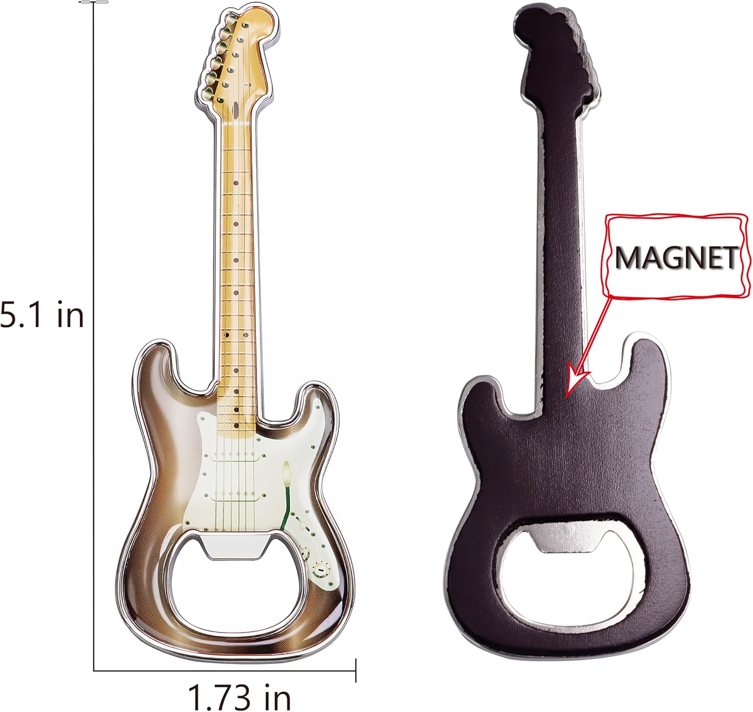 2-Piece Set Guitar Shaped Bottle Opener Music-Inspired Home and Kitchen Gift