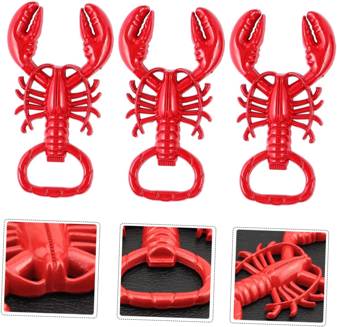 3-Piece Crawfish Bottle Opener Keychain