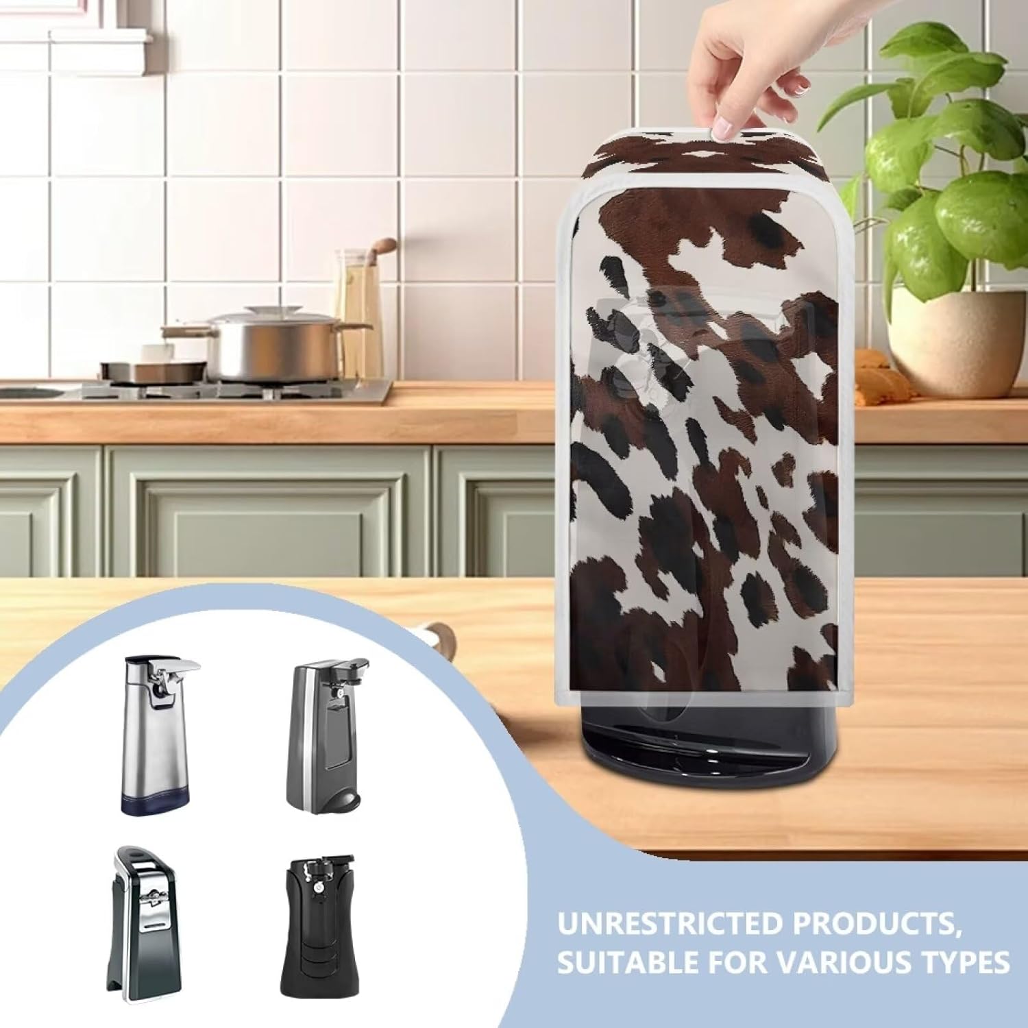 TODIYADDU Brown Cow Can Opener Cover with Dust Protection