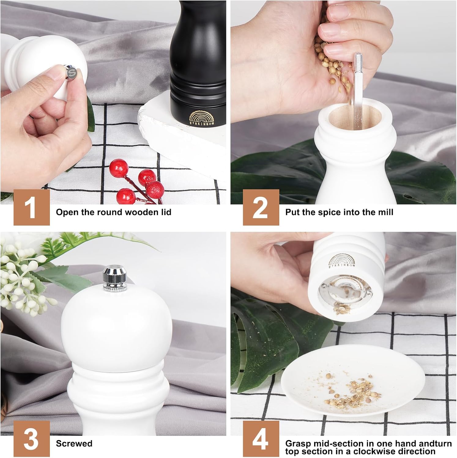 Adjustable Wooden Salt and Pepper Mills for the Home