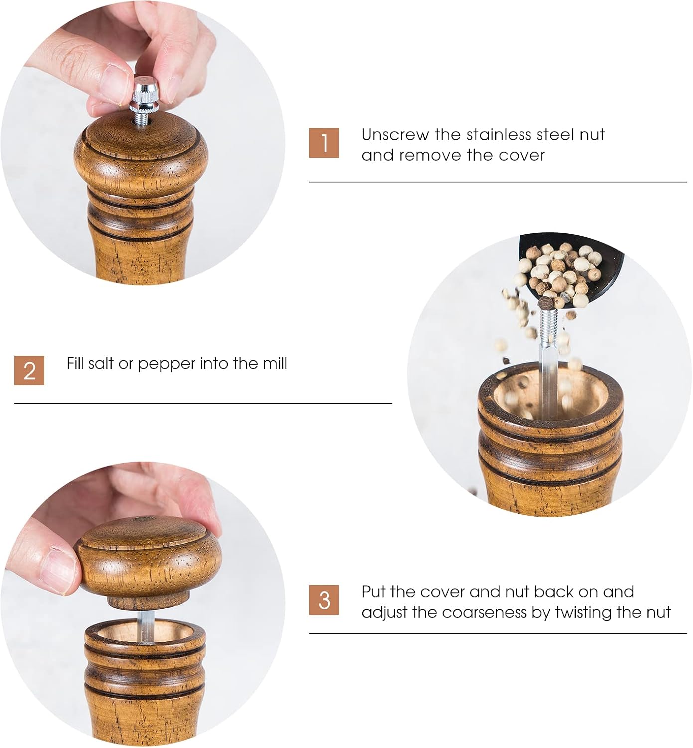 Adjustable Salt and Pepper Mill Set by JF JAMESF