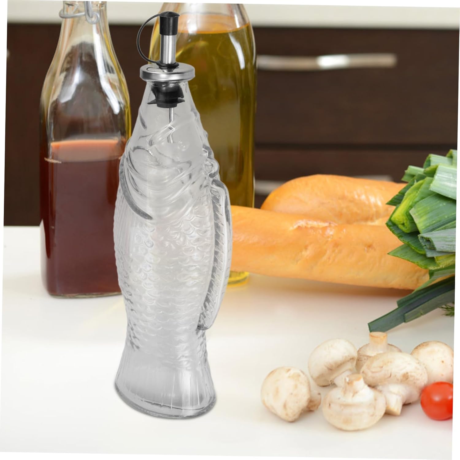 BRIGHTFUFU Transparent Oil Dispenser Fish Shape