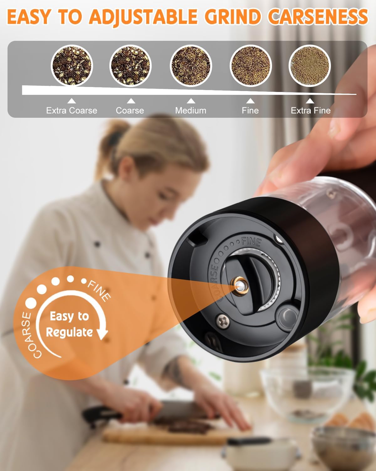 Ergonomic Electric Salt and Pepper Grinder Set with LED Light