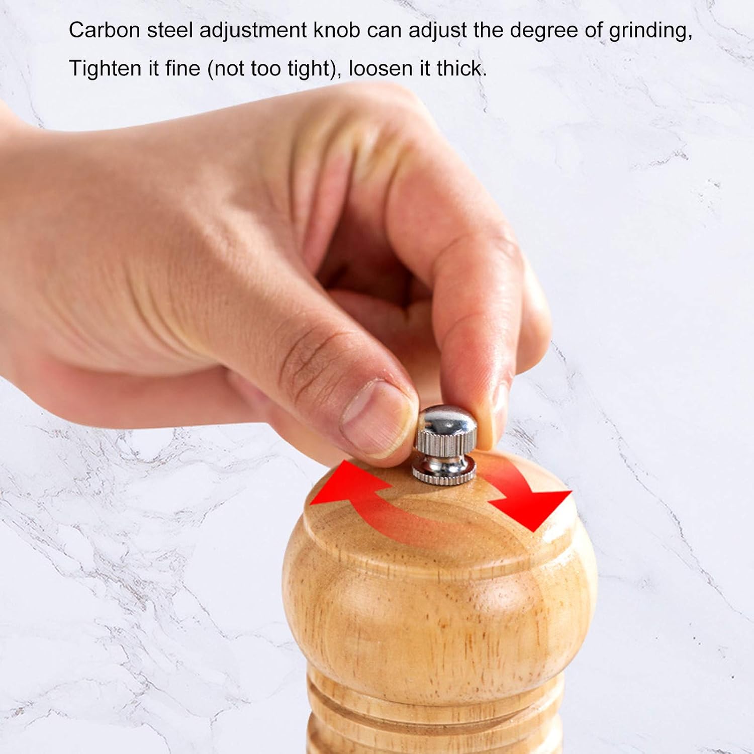 Adjustable Wood Pepper Grinder with 8-inch Blade