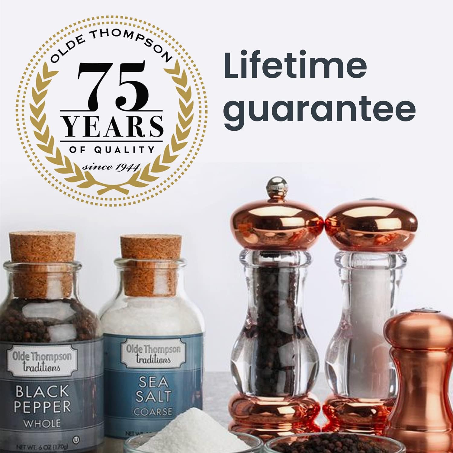 7-Inch Copper-Plated Pepper Mill Salt Shaker Set