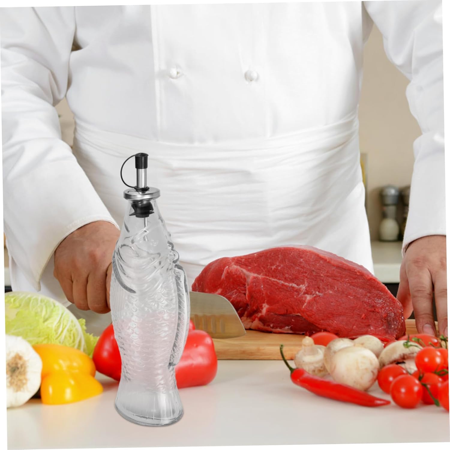 BRIGHTFUFU Transparent Oil Dispenser Fish Shape