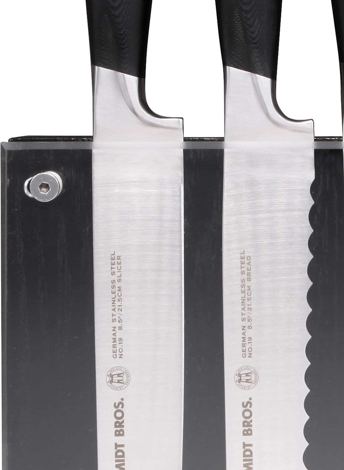 Schmidt Brothers Midtown Magnetic Knife Block 8-10 Knives Acacia Acrylic Shield