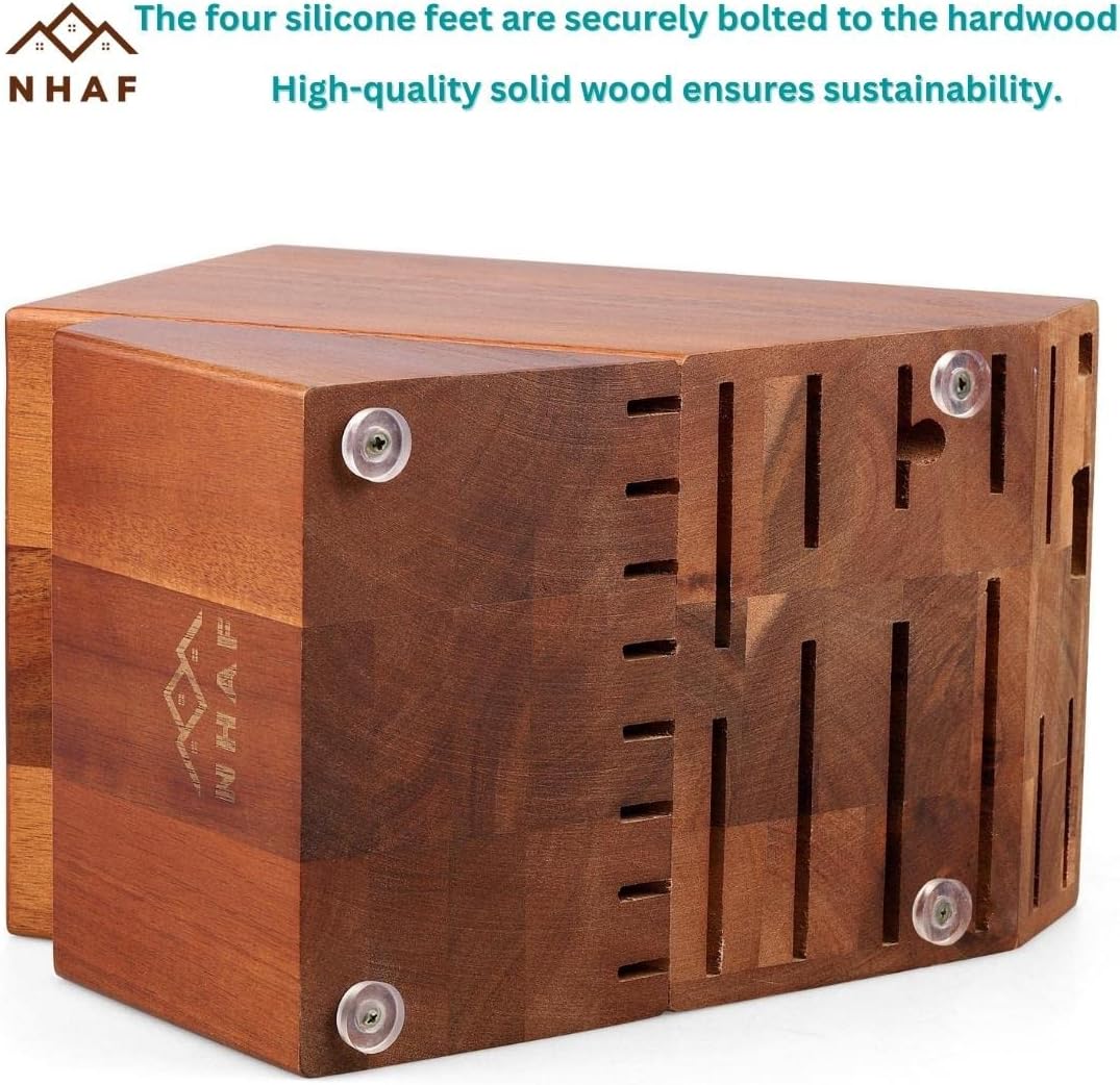 24 Slot Wooden Knife Block Sharpener Built-In AcaciaRubberwood Premium Durable