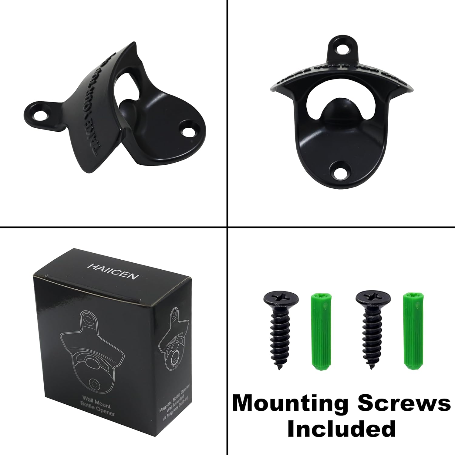 Humorously Stylish Black Wall-Mounted Bottle Opener Gift