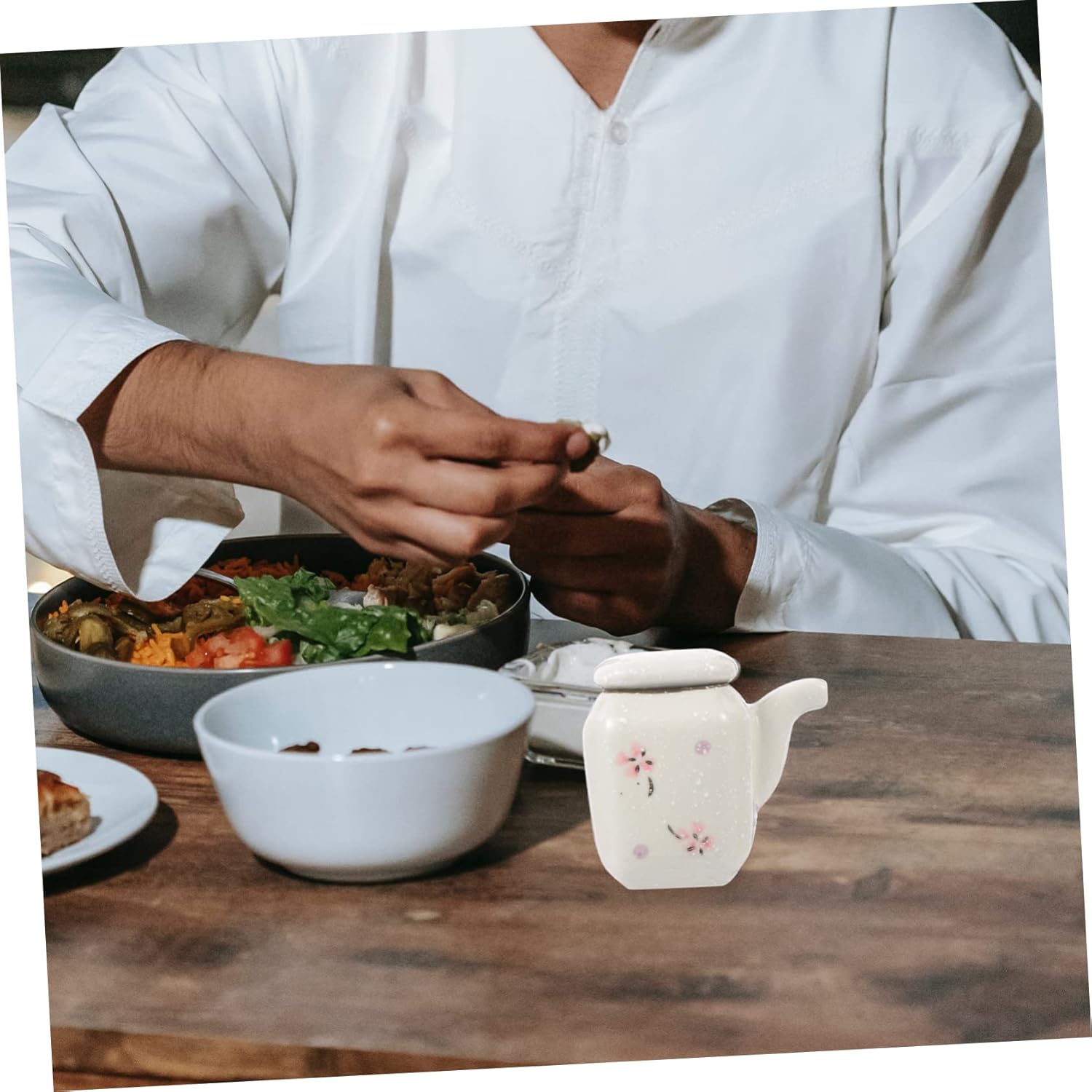 Zerodeko Ceramic Hand-Painted Soy Sauce Pot