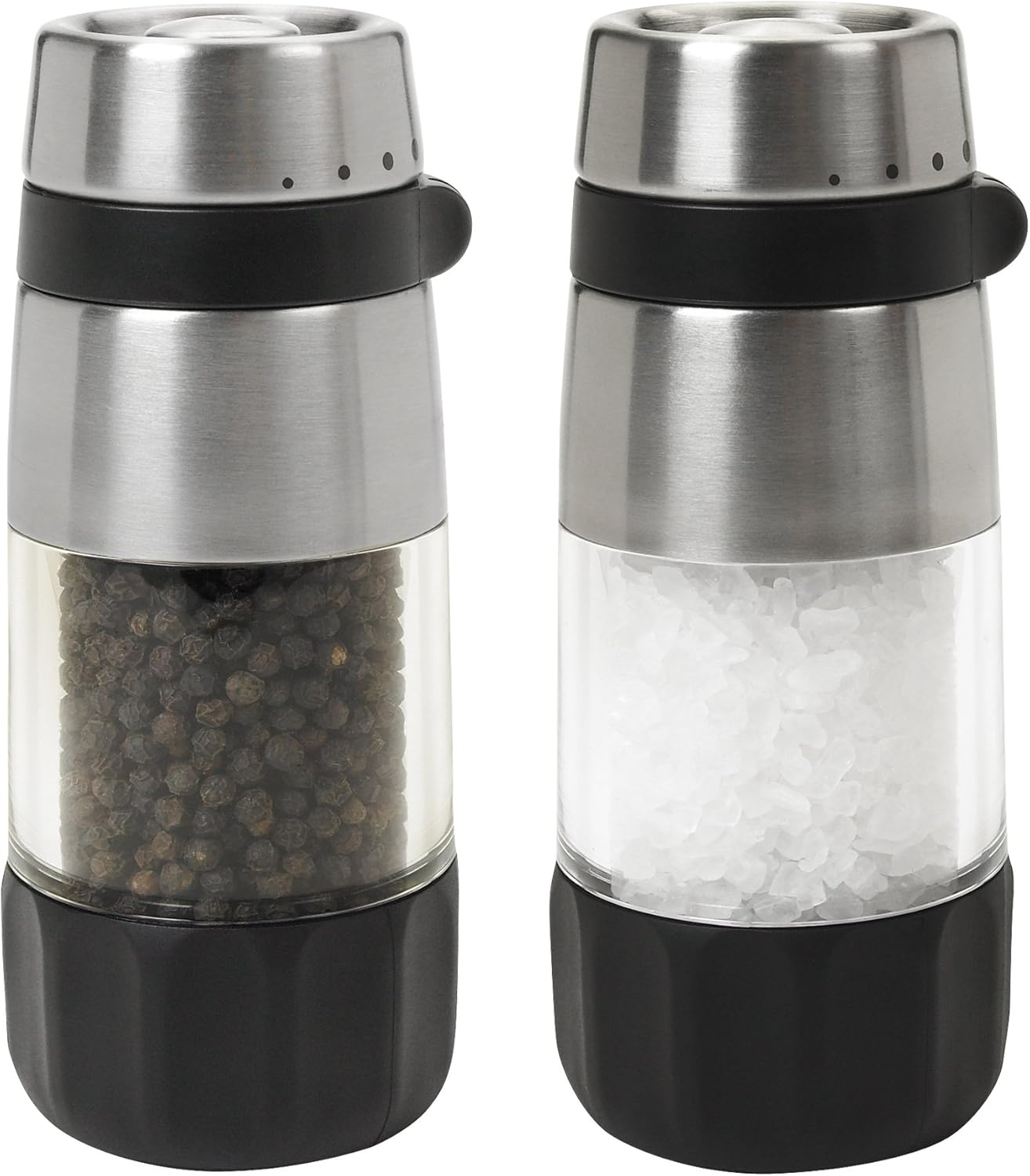 Convenient Salt Pepper Grinder Set with Vegetable Peeler for Home Use