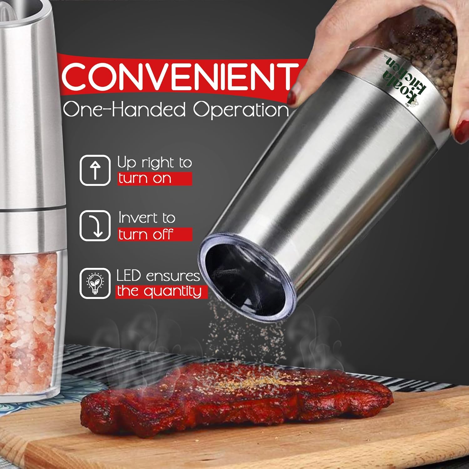 Adjustable Salt Pepper Mills 2-Pack
