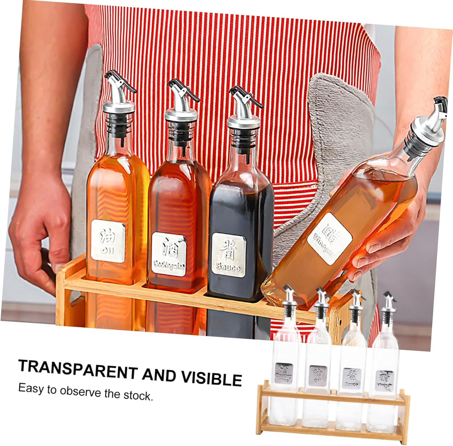 5-Piece Castor Soy Bottle Storage Shelf for Cooking Spices