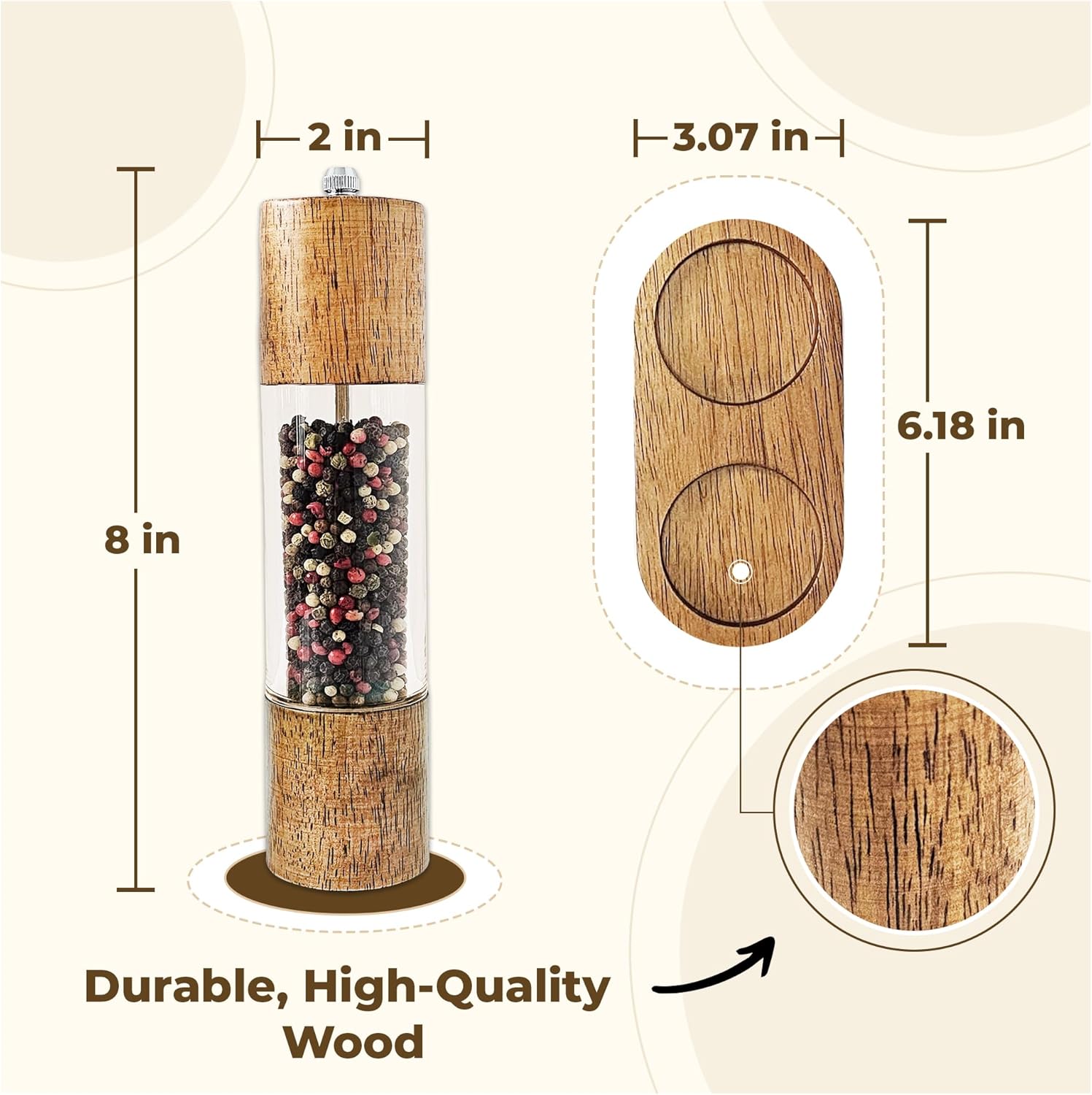 Wooden Salt and Pepper Grinder Set