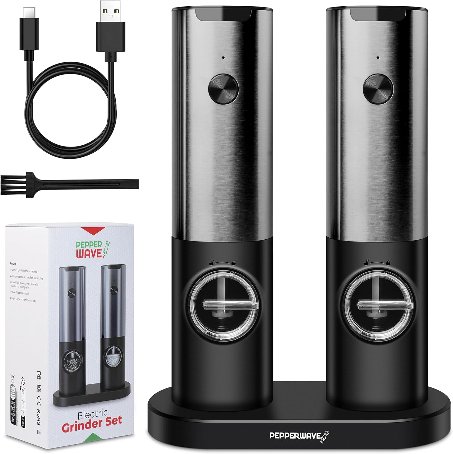 Effortless Electric Salt and Pepper Mill Set