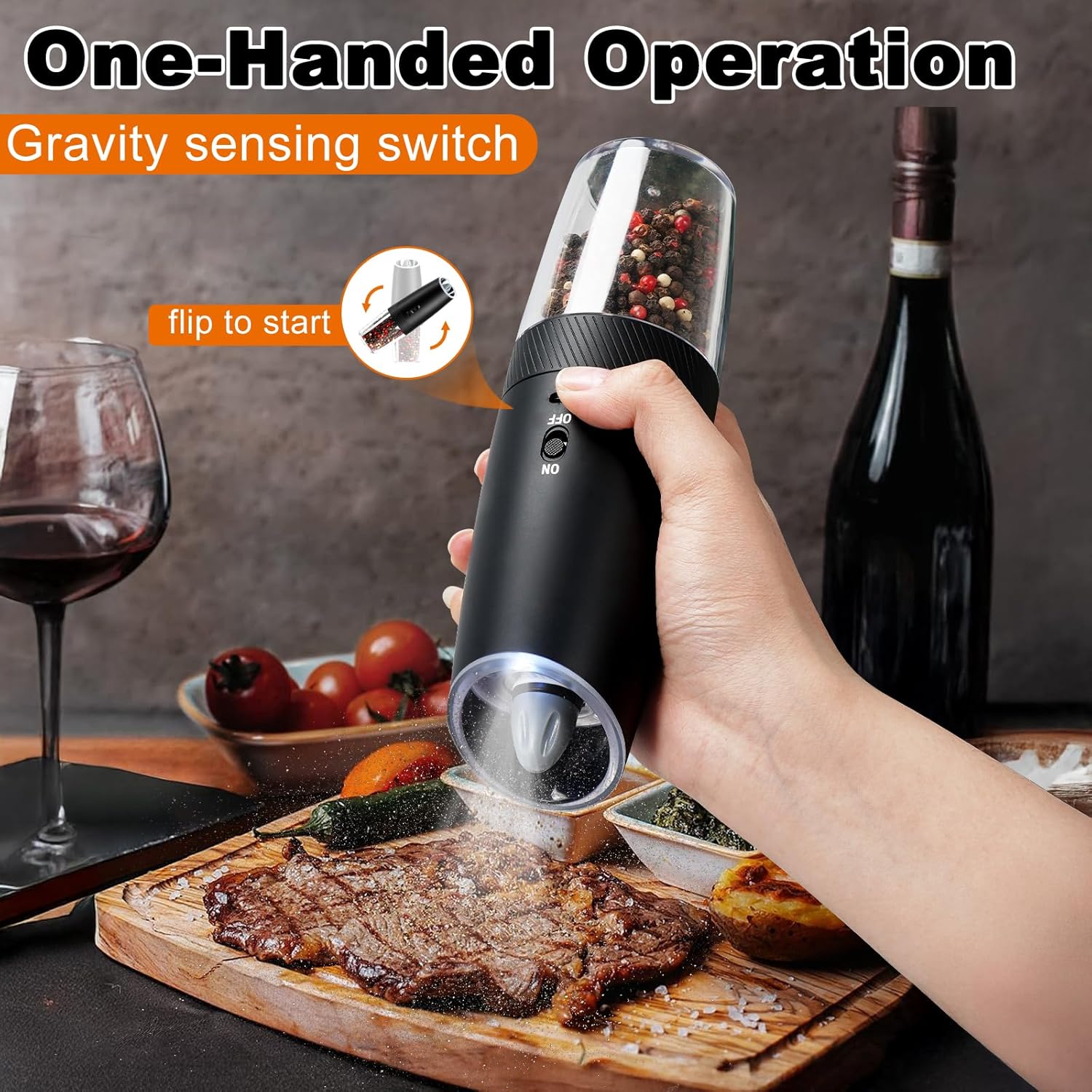 Effortless Salt Pepper Mill Set with LED Light