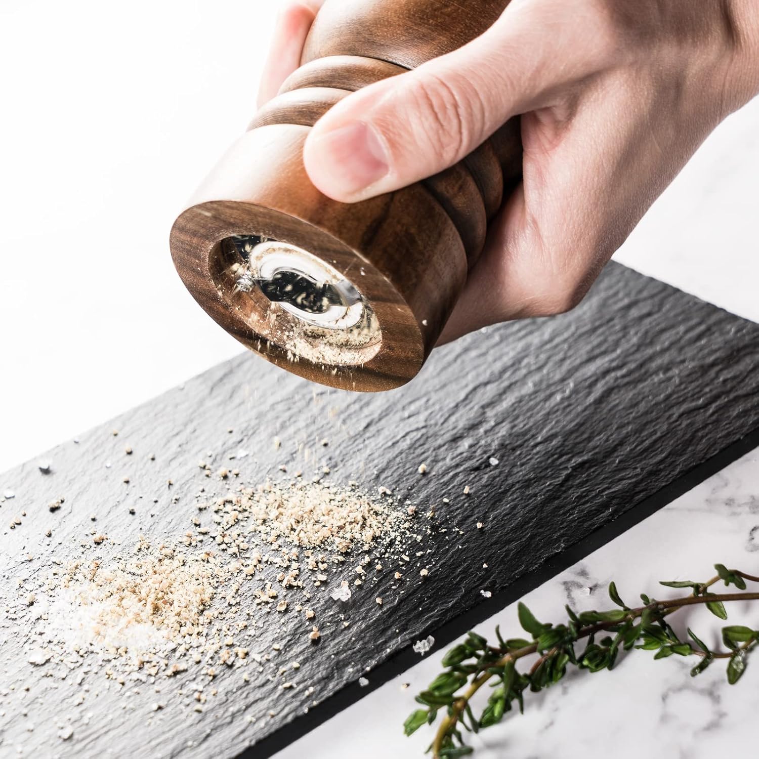 Premium 7-inch Wooden Salt and Pepper Mill Set