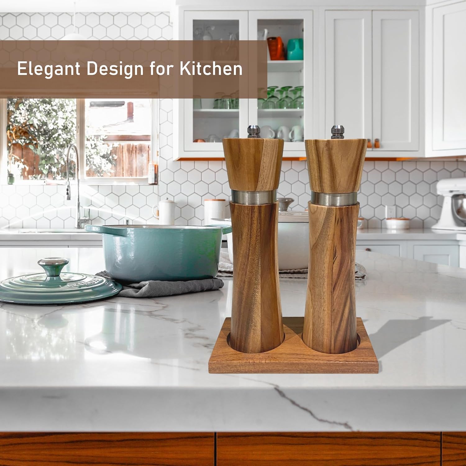 Premium Wooden Salt and Pepper Grinder Set