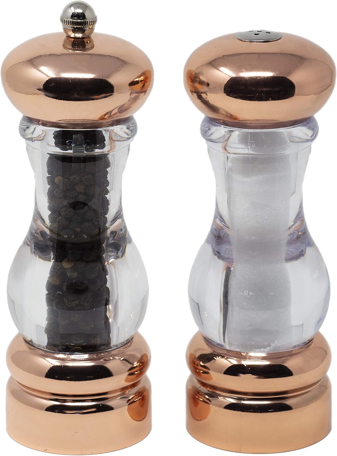7-Inch Copper-Plated Pepper Mill Salt Shaker Set