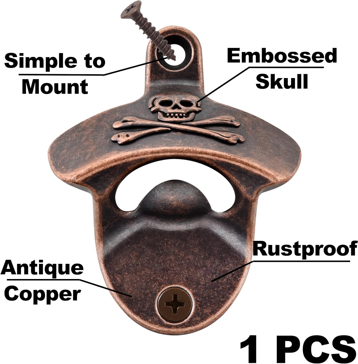 Wall-Mounted Skull Bottle Opener