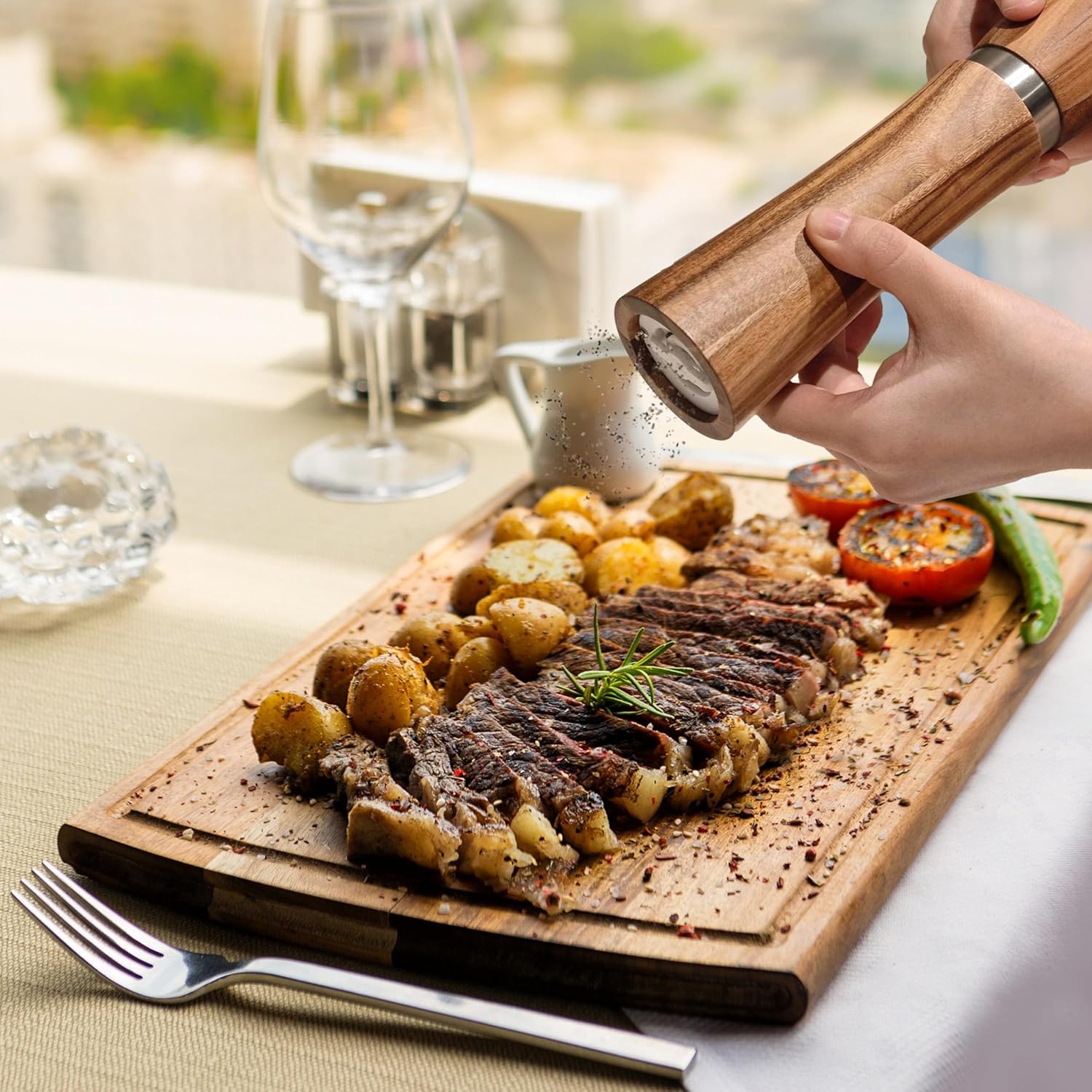 Premium Wooden Salt and Pepper Grinder Set