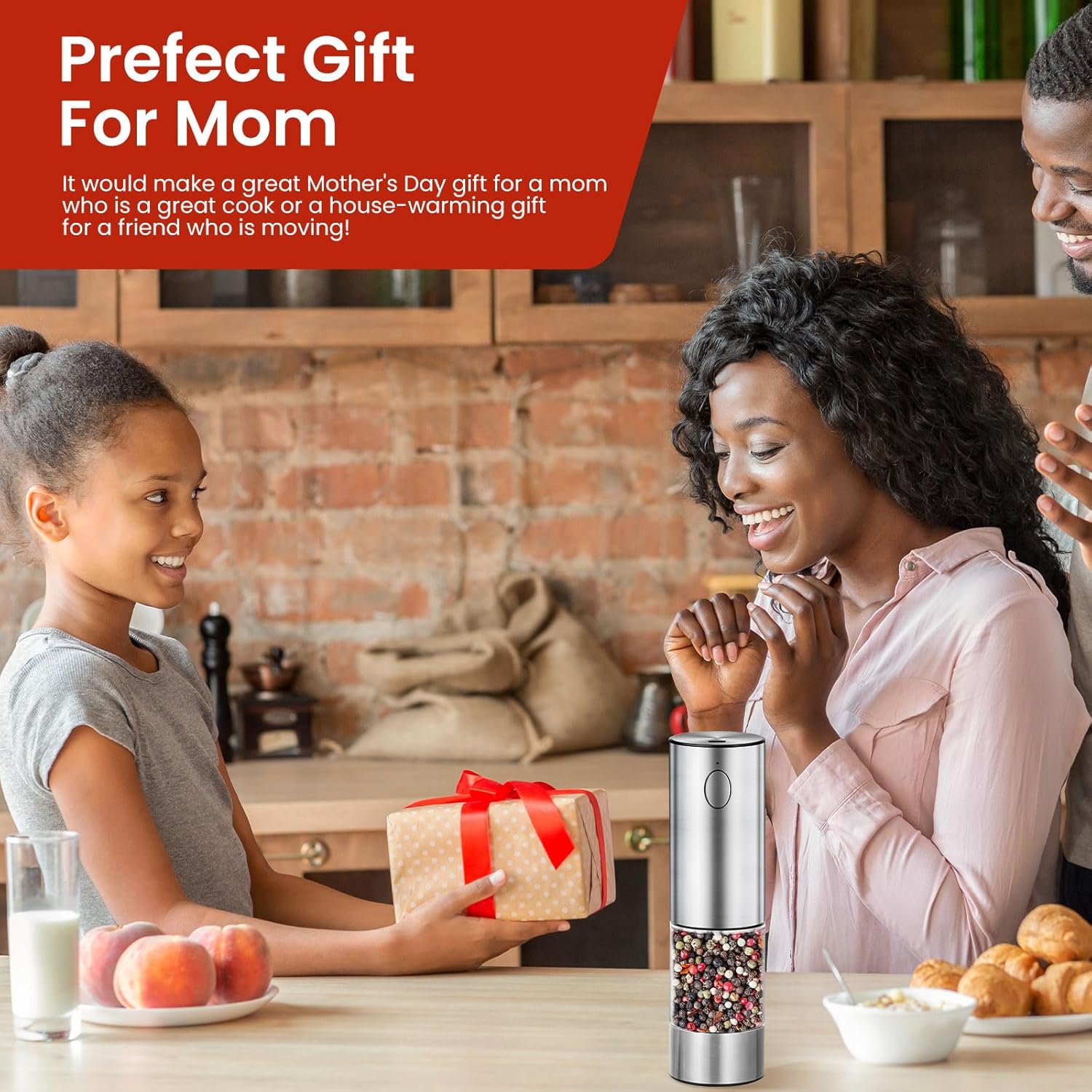 Newise Cruth Salt and Pepper Grinder - Rechargeable with LED Stainless Steel