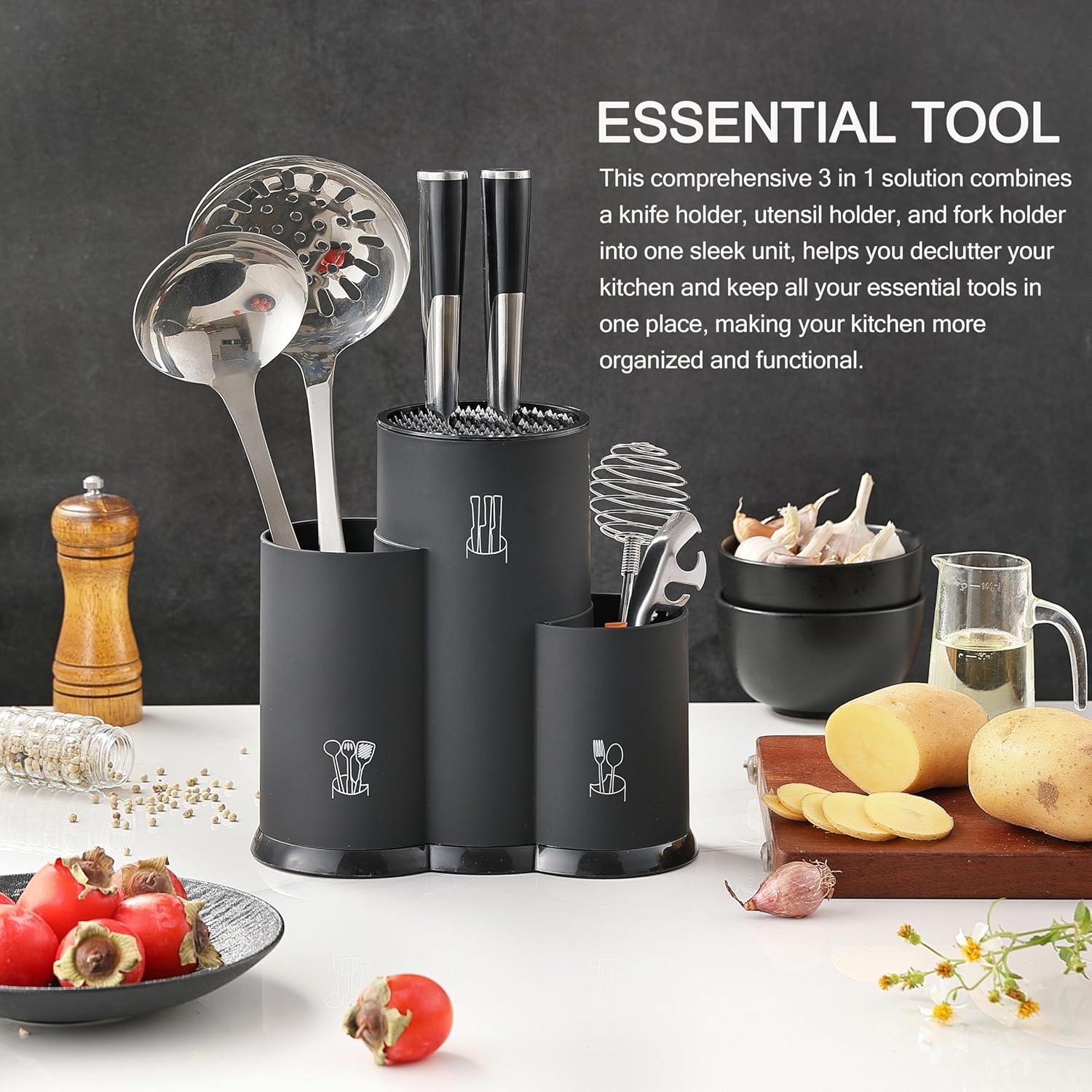JJOO 3-in-1 Knife Holder Kitchen Organization