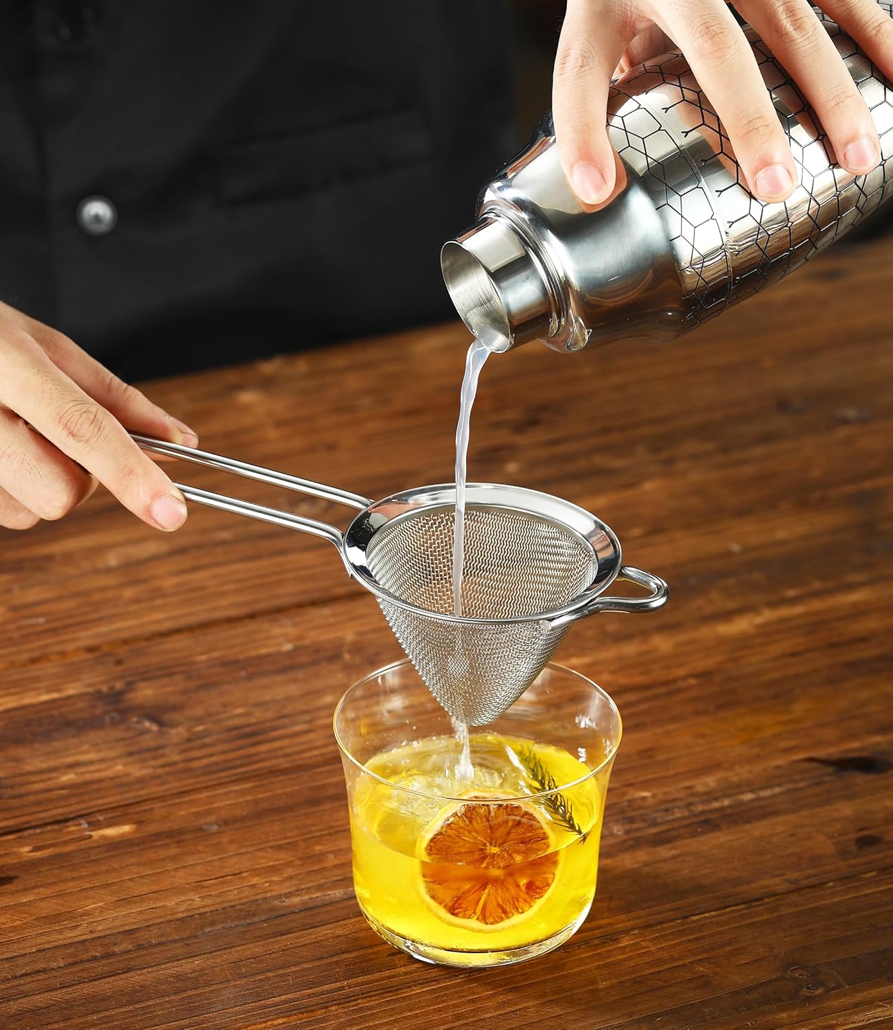 Fine Mesh Cocktail Strainer - Stainless Steel Long Handle Set of 2