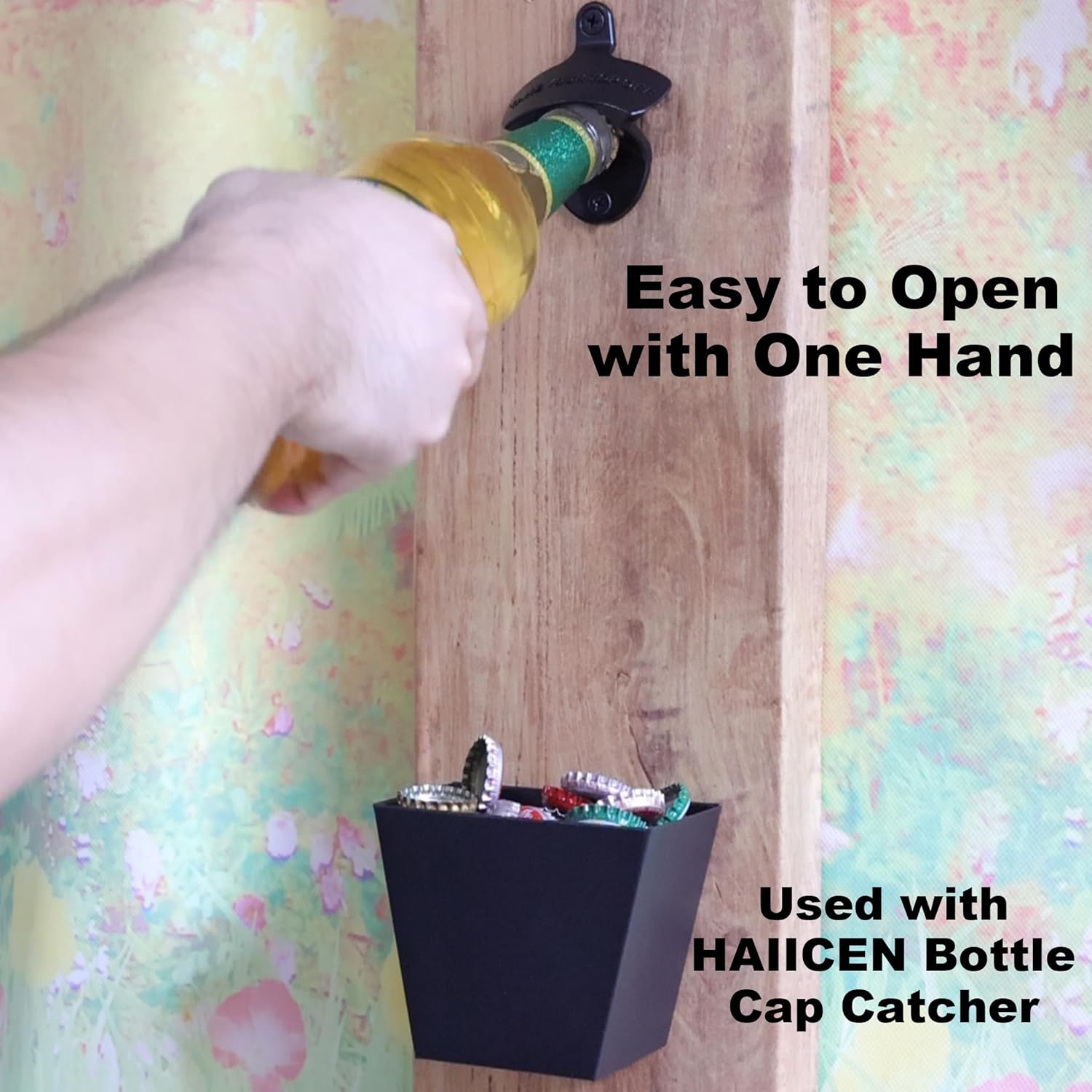 Humorously Stylish Black Wall-Mounted Bottle Opener Gift