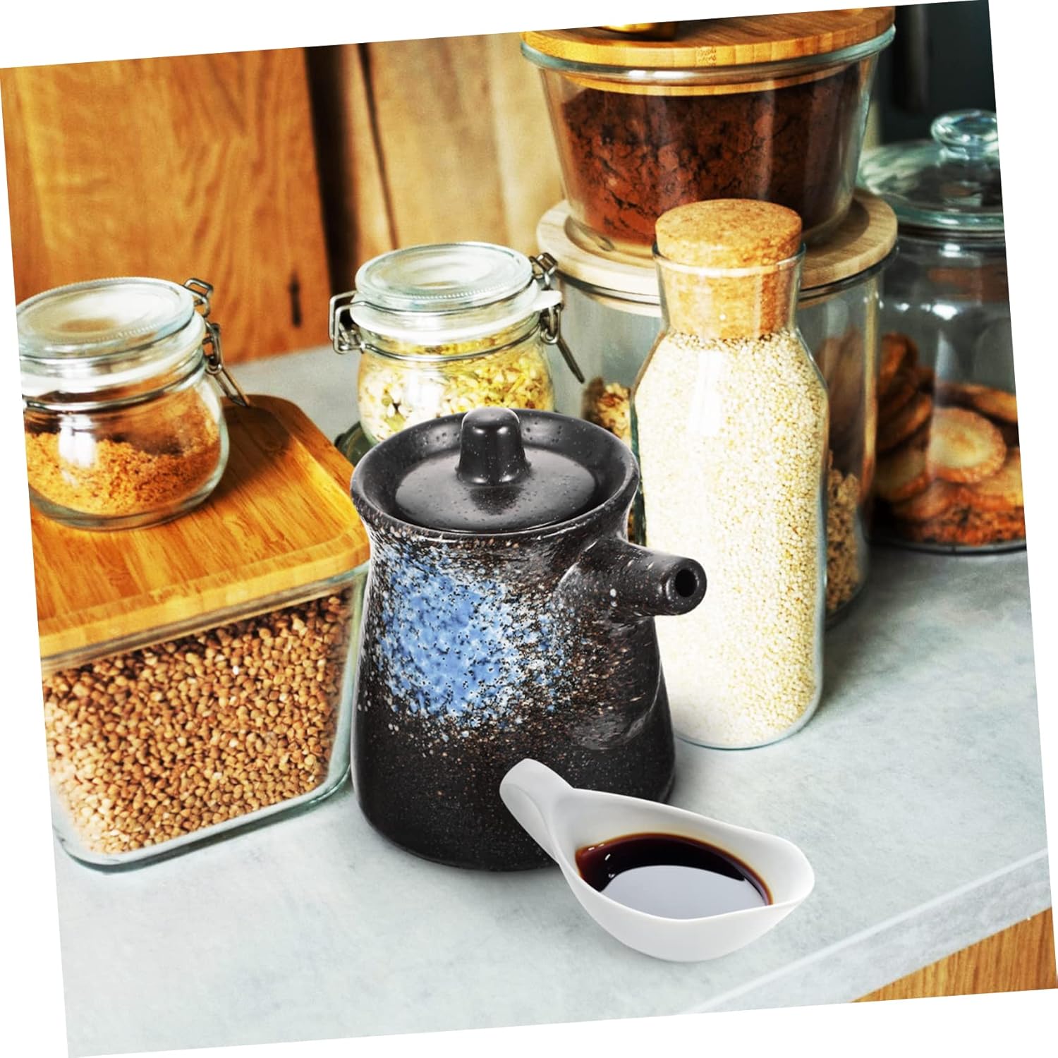 PRETYZOOM4-Piece Imperial Chinese Cookware Set with Oil Vinegar Dispensers